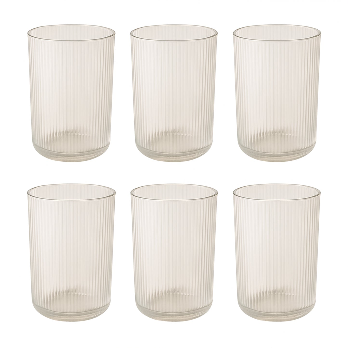 Supermom Casa 6 Pc Transparent 300ml Tall Ribbed Plastic Glass Set - Happy Price - Image 2