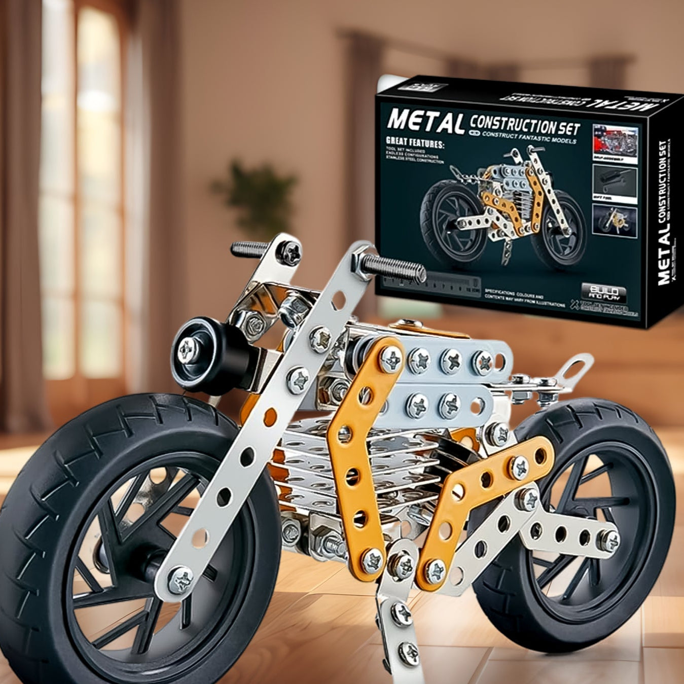 Metal Diy Bike Building Blocks For Kids (Bike 162 Pc Of Bike Tool 1 Set) - Happy Price - Image 1