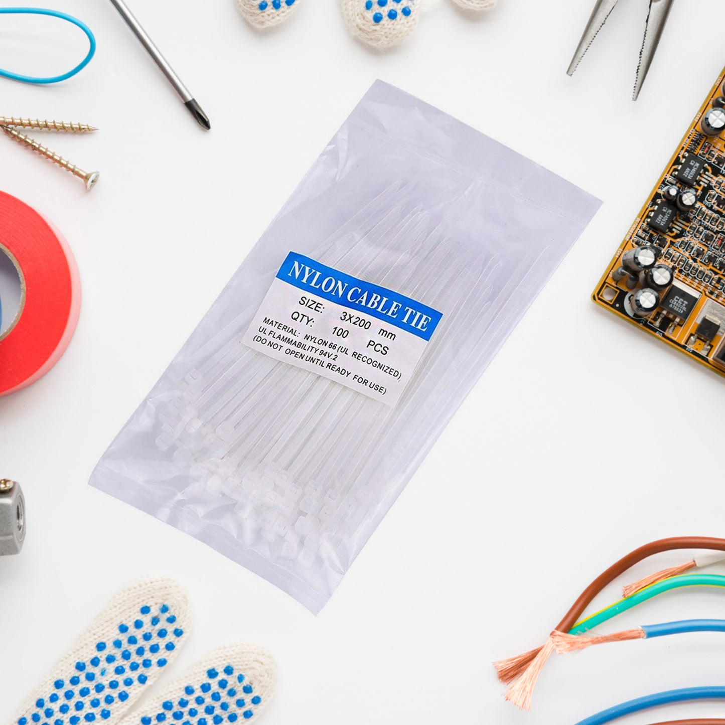 3.2x200mm Nylon Self Locking Cable Ties Heavy Duty Strong Zip Wire Tie. Pack Of 100 - Happy Price - Image 4