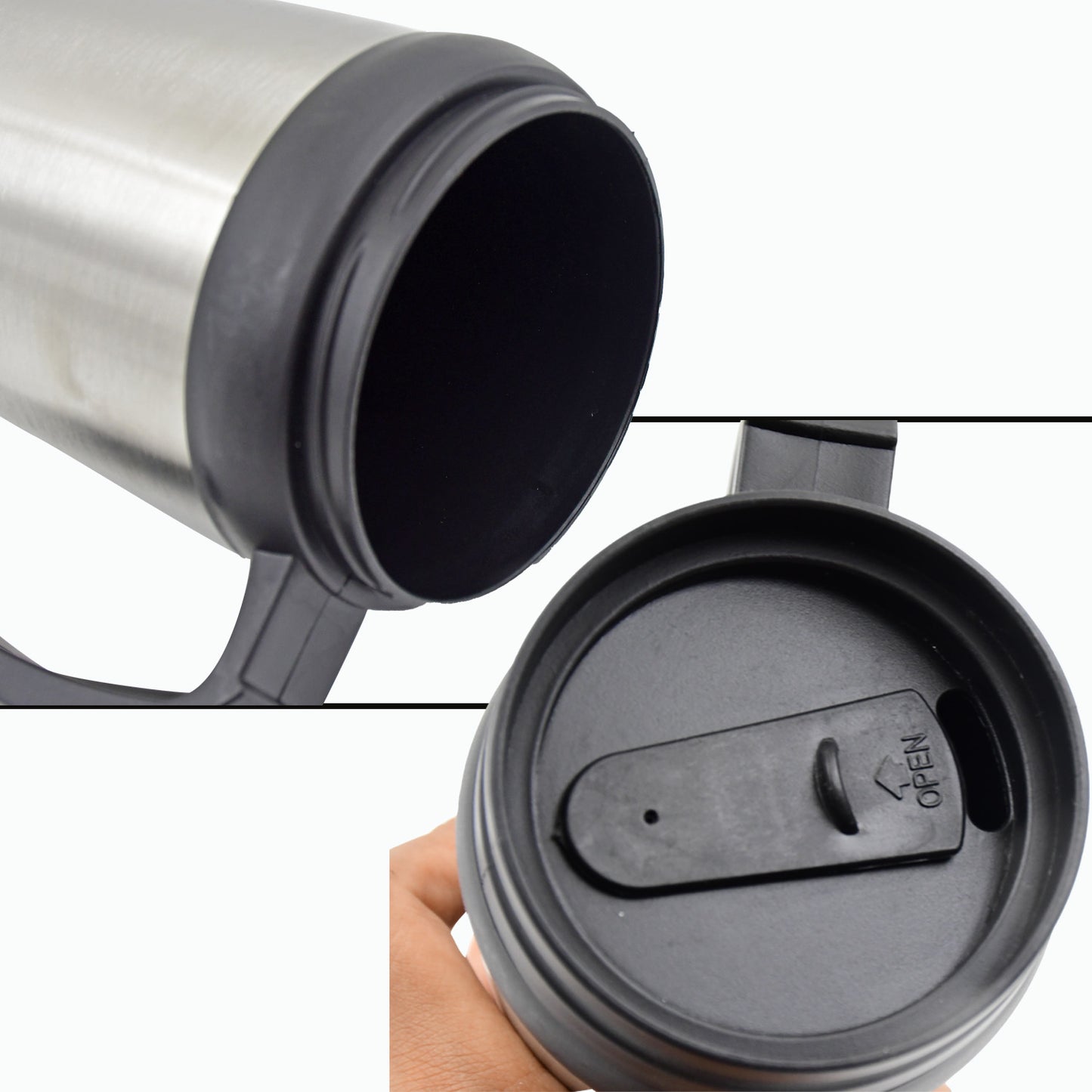 Stainless Steel Vacuum Glass Insulated Glass Coffee Cups (With Lid Handle 1 Pc) - Happy Price - Image 6