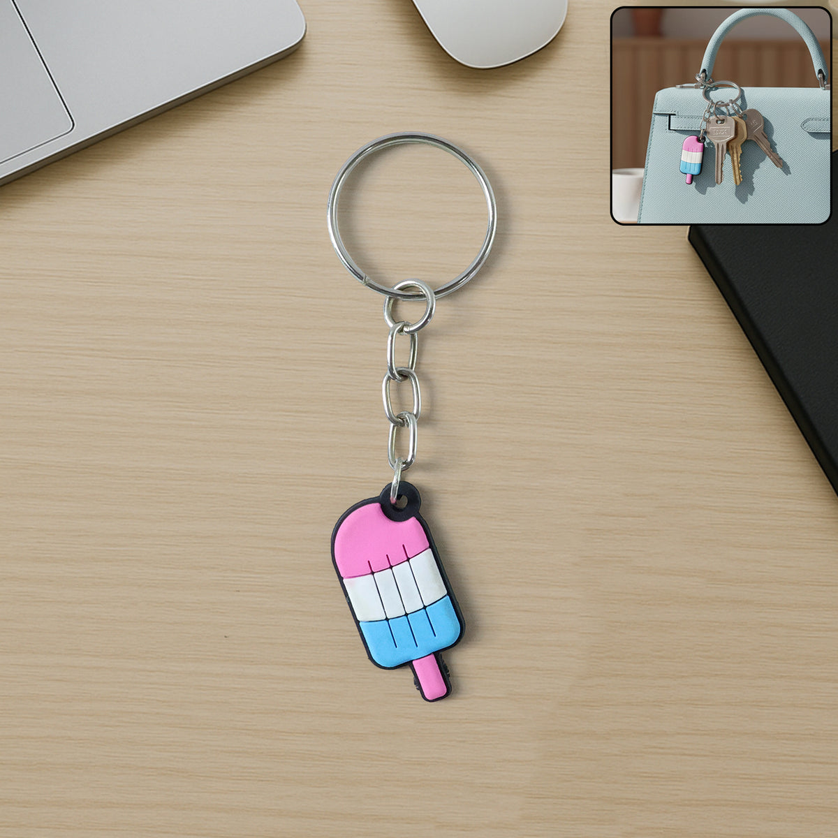 Cute Ice Cream Popsicle Keychain - 1 Pc Decorative Bag Charm - Happy Price - Image 2