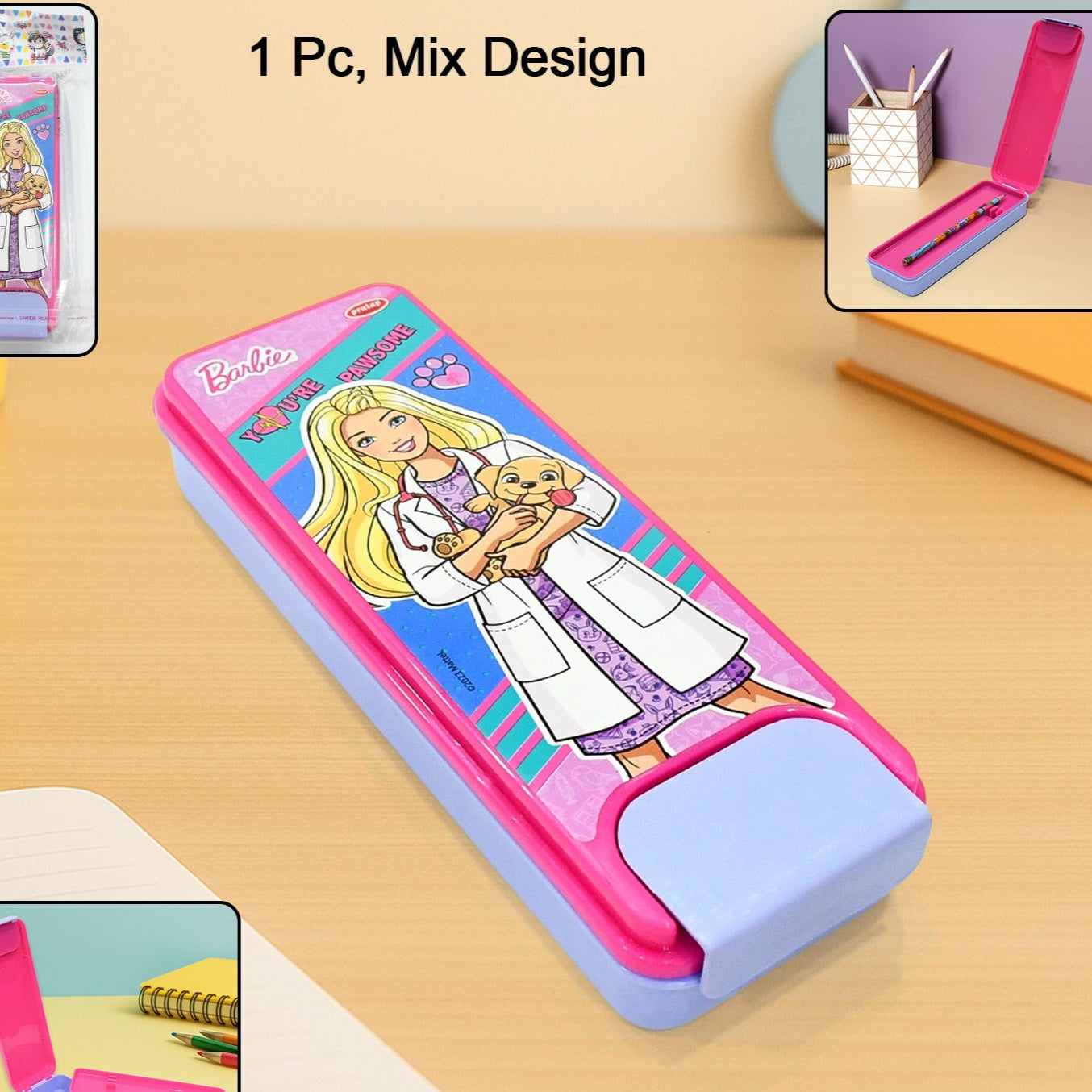 Stylish Cartoon Printed Hard Top Pencil Box For Kids (1 Pc Mix Design) - Happy Price - Image 1