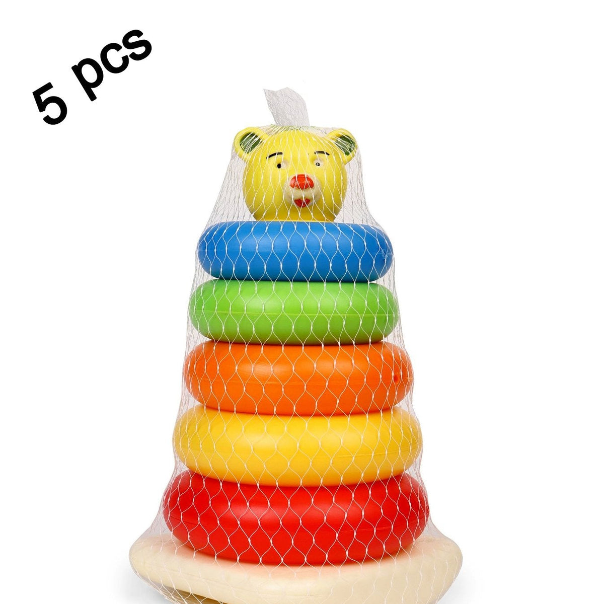 Plastic Baby Kids Teddy Stacking Ring Jumbo Stack Up Educational Toy 5pc - Happy Price - Image 1