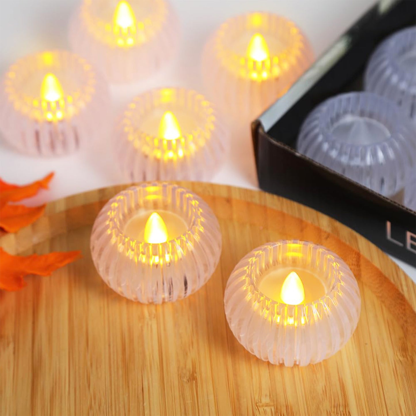 Set of 12 LED Crystal Effect Flameless Candles - Battery Operated Decorative Tealights - Happy Price - Image 4