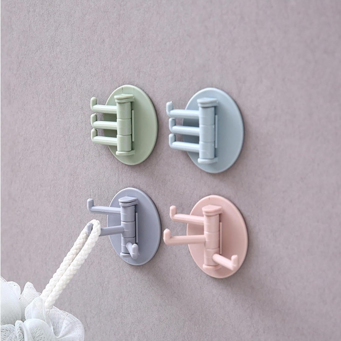 Sticky Hook Household Strong Punch-free Hook 180foldable Multi-function Rotatable Hook With 3 Hooks Suitable For Bathroom Kitchen Office (1 Pc) - Happy Price - Image 3