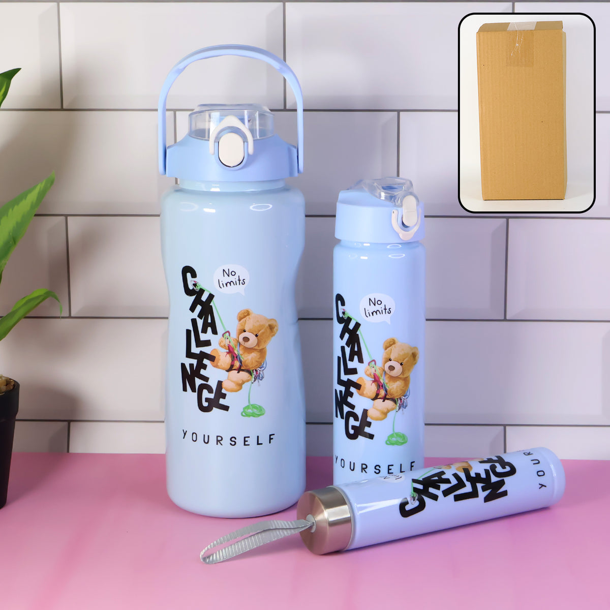3-Piece Water Bottle Set: 2000ml, 900ml, 300ml - Leak-Proof & Portable - Happy Price - Image 3