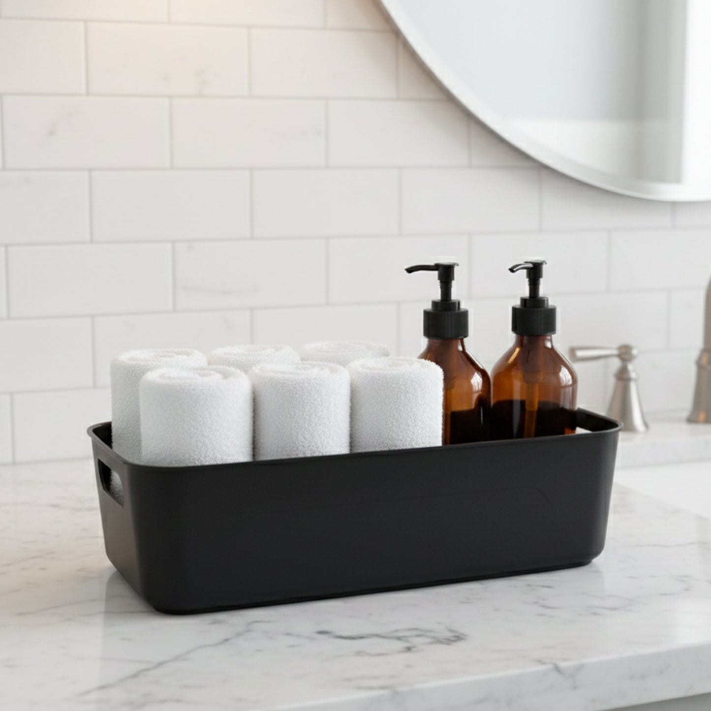 Set of 4 Black Plastic Storage Baskets with Handles - Happy Price - Image 4