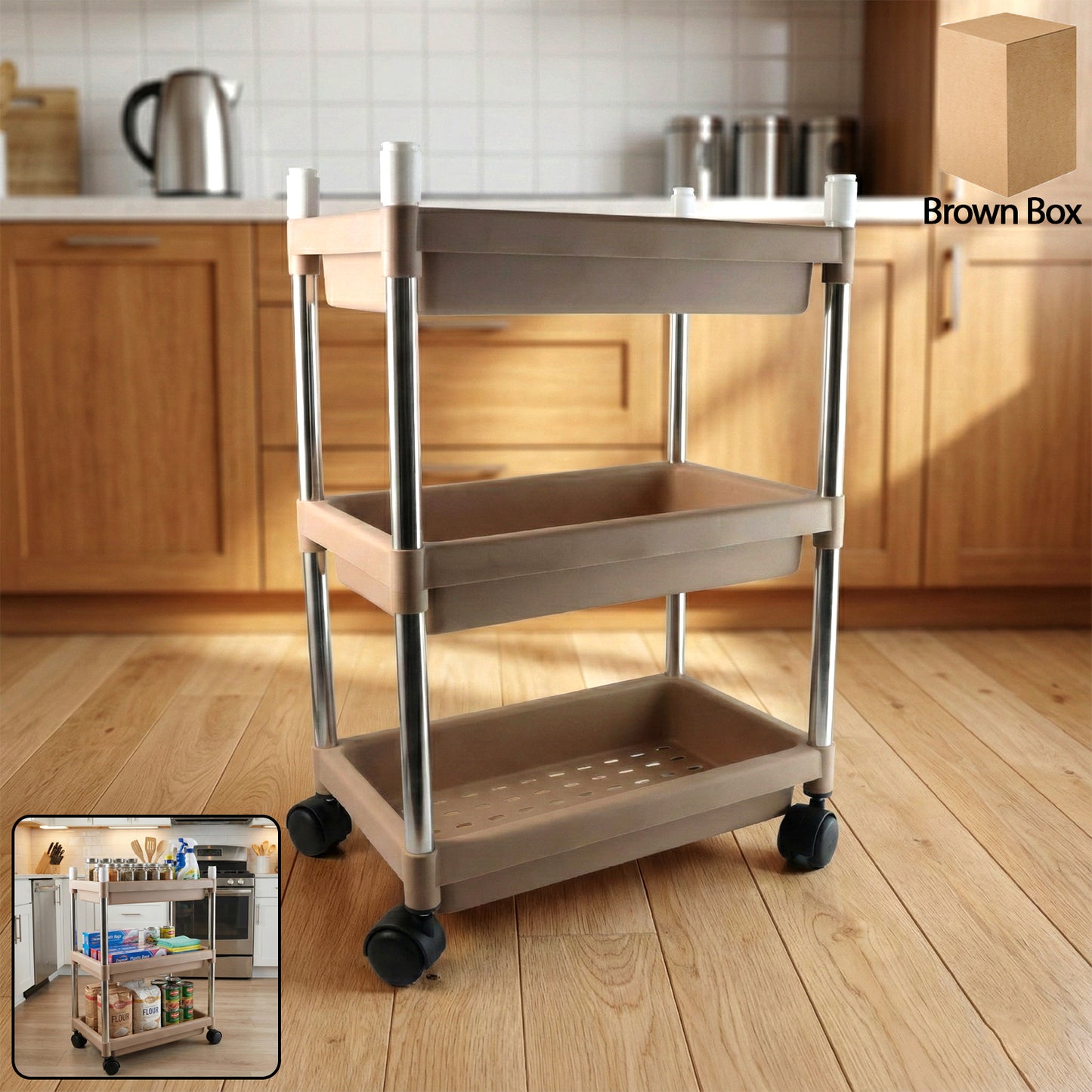 3-Tier Rolling Storage Cart with Wheels - Versatile Organizer - Great Price - Image 6