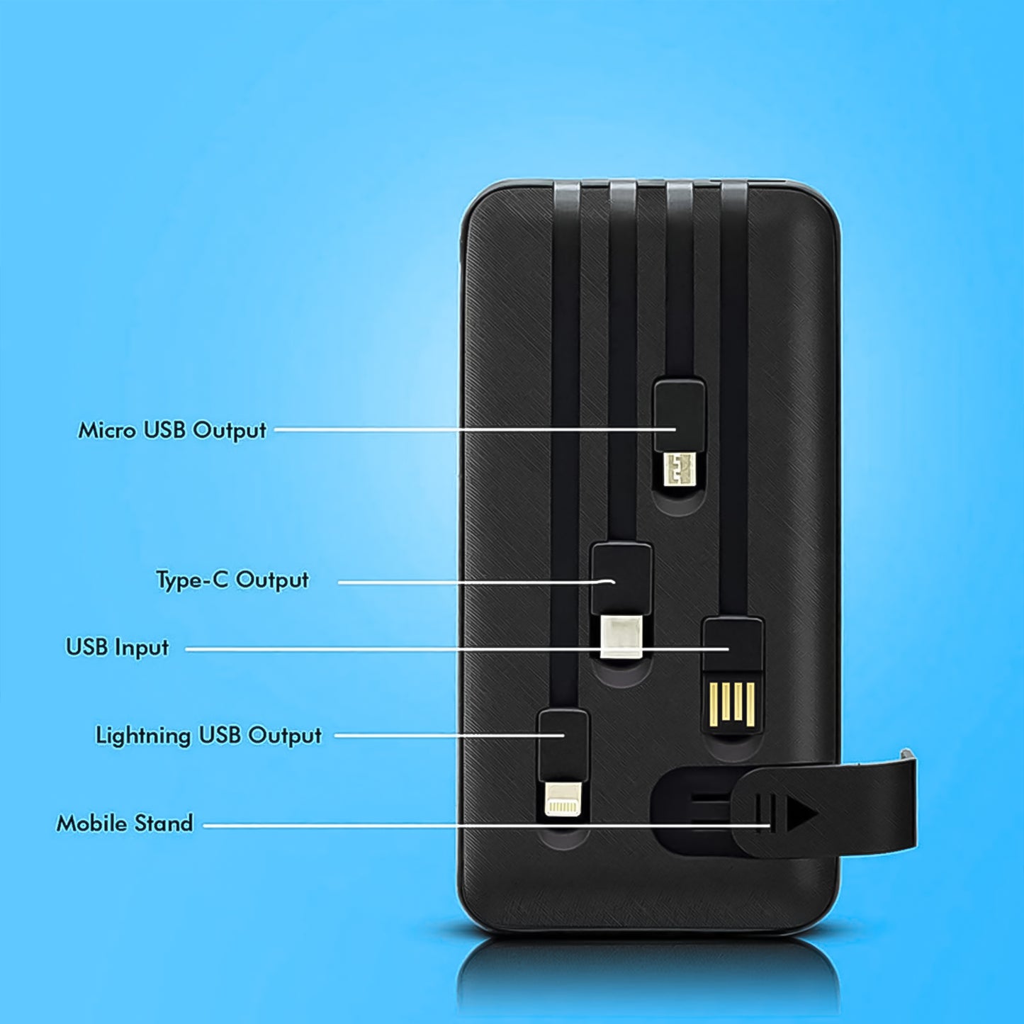 10000mAh Power Bank with 12W Fast Charging & Built-in Cables (1 Pc) - Happy Price - Image 7