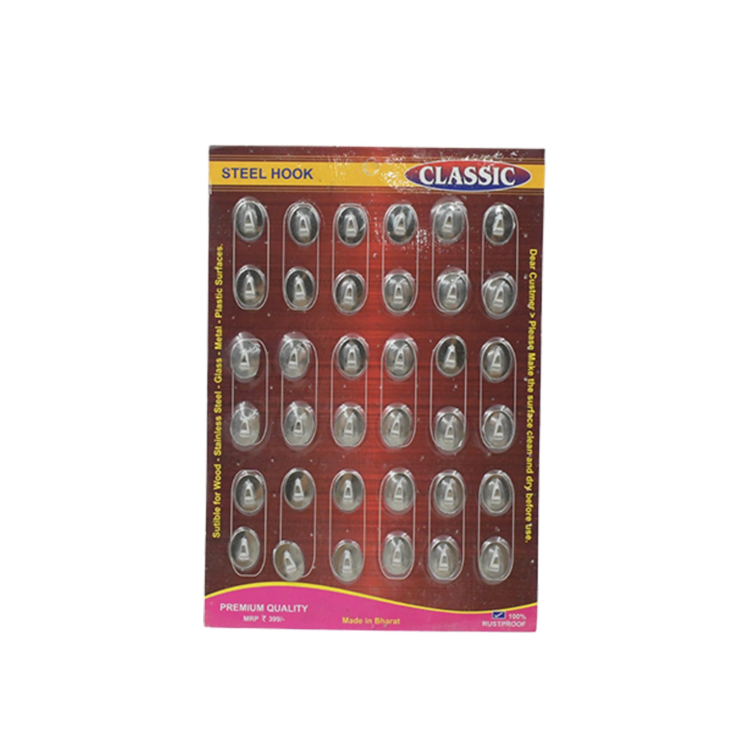 9417 Multipurpose Small Stainless Steel Wall Hanging Hook 36 Pc Self Adhesive Stainless Steel Heavy Duty Wall Hooks For Hanging Clothes Calender Bathroom Tiles Kitchen Key Hange (36 Pc Set) - Happy Price - Image 4