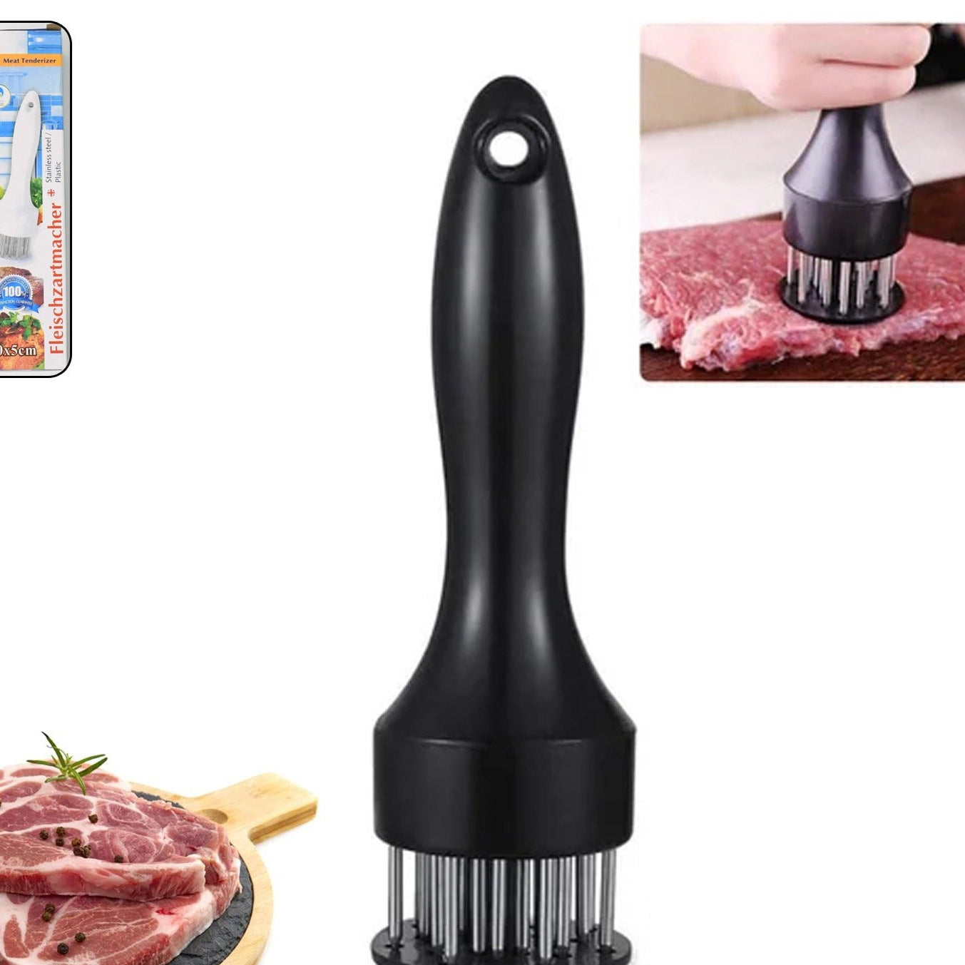 Stainless Steel Meat Tenderizer Tool with 16 Needles (1 Pc) - Happy Price - Image 1