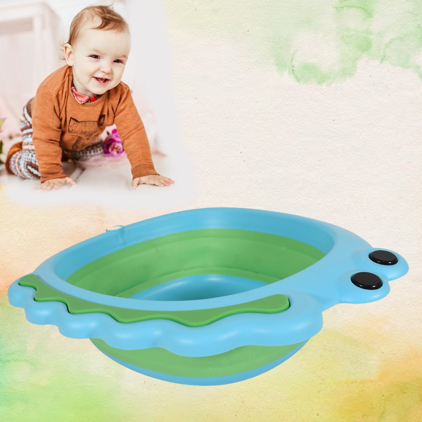 Frog Shape Wash Basin Space Saving Multi Function Foldable Baby Wash Basin Easy Clean Lightweight Thicken For Washing Face For Home (3331cm 1 Pc) - Happy Price - Image 3
