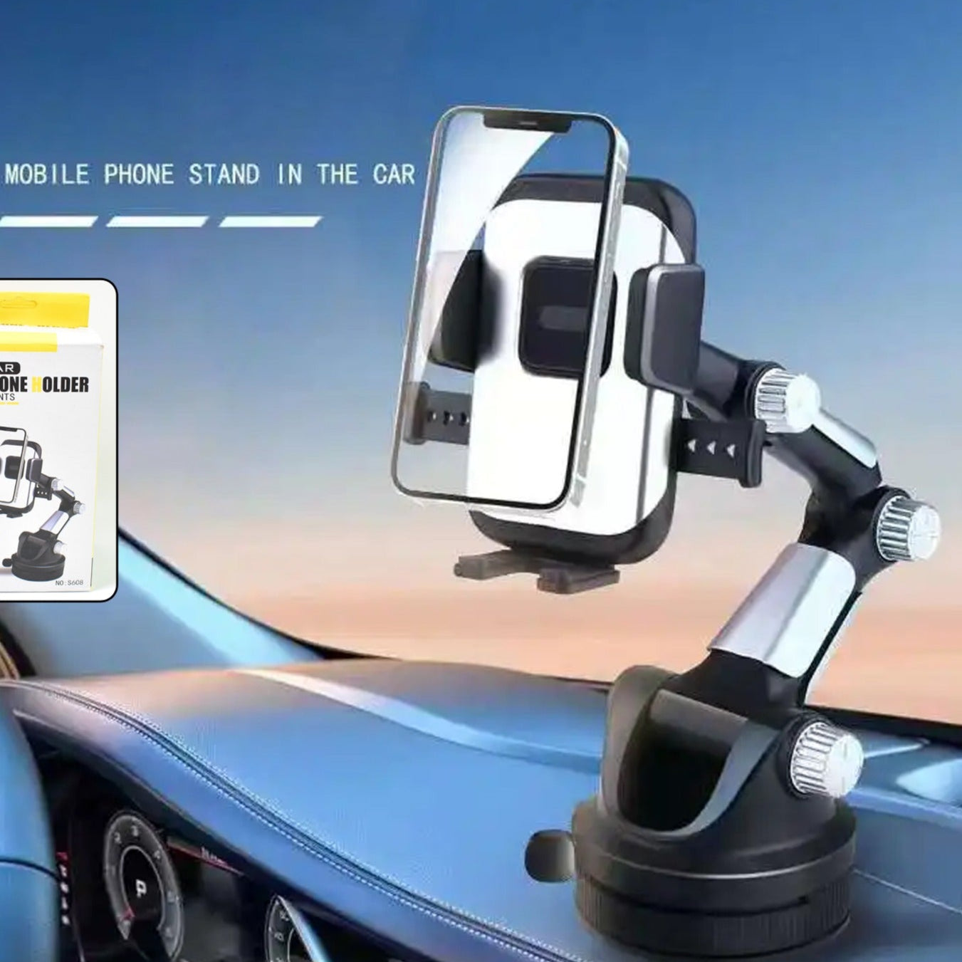Adjustable Long-arm Suction Cup Car Phone Holder (1 Pc) - Happy Price - Image 1