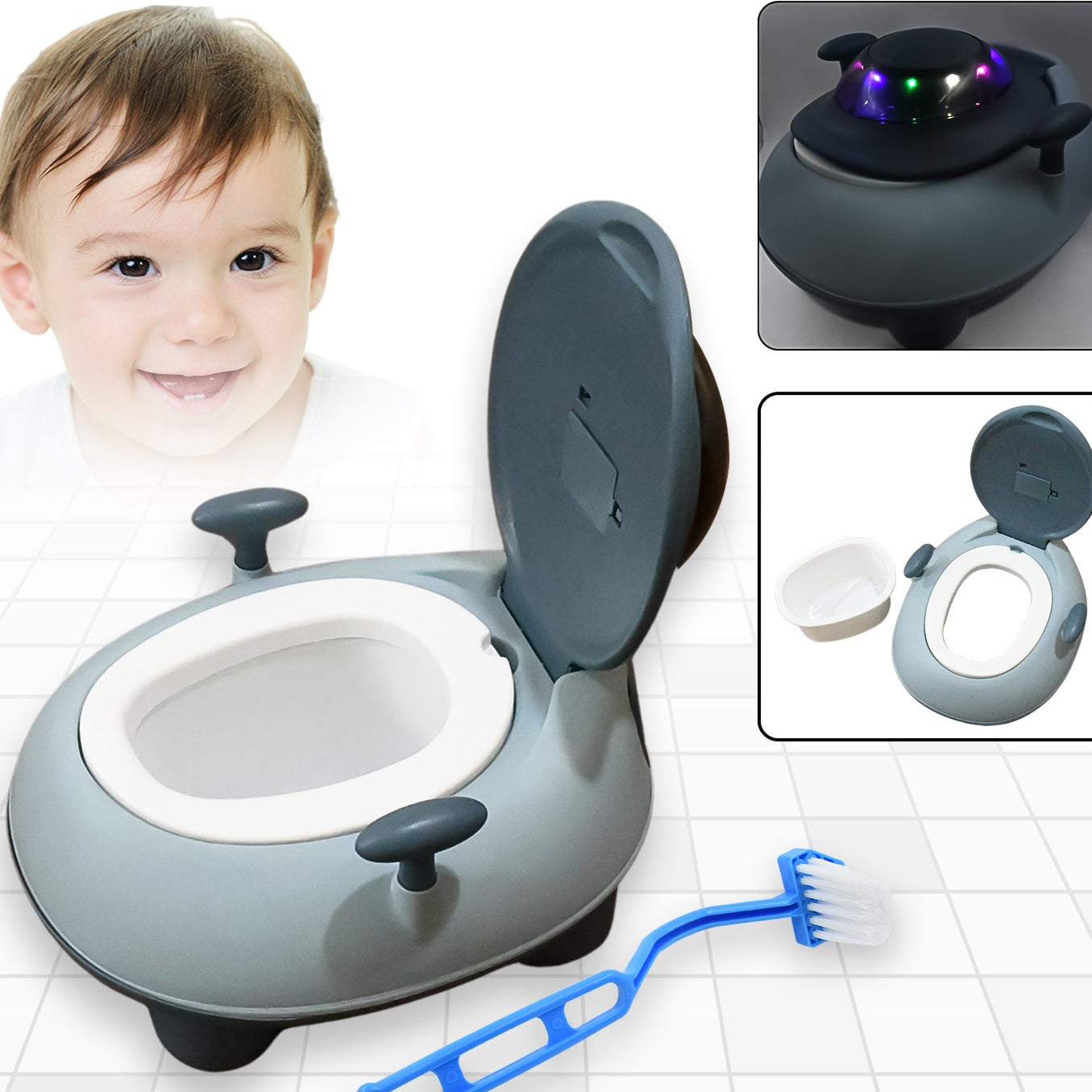 Baby Portable Lighting Music Toilet Baby Potty Training Seat Baby Potty Chair For Toddler Boys Girls Potty Seat For 1+ Year Child - Happy Price - Image 1