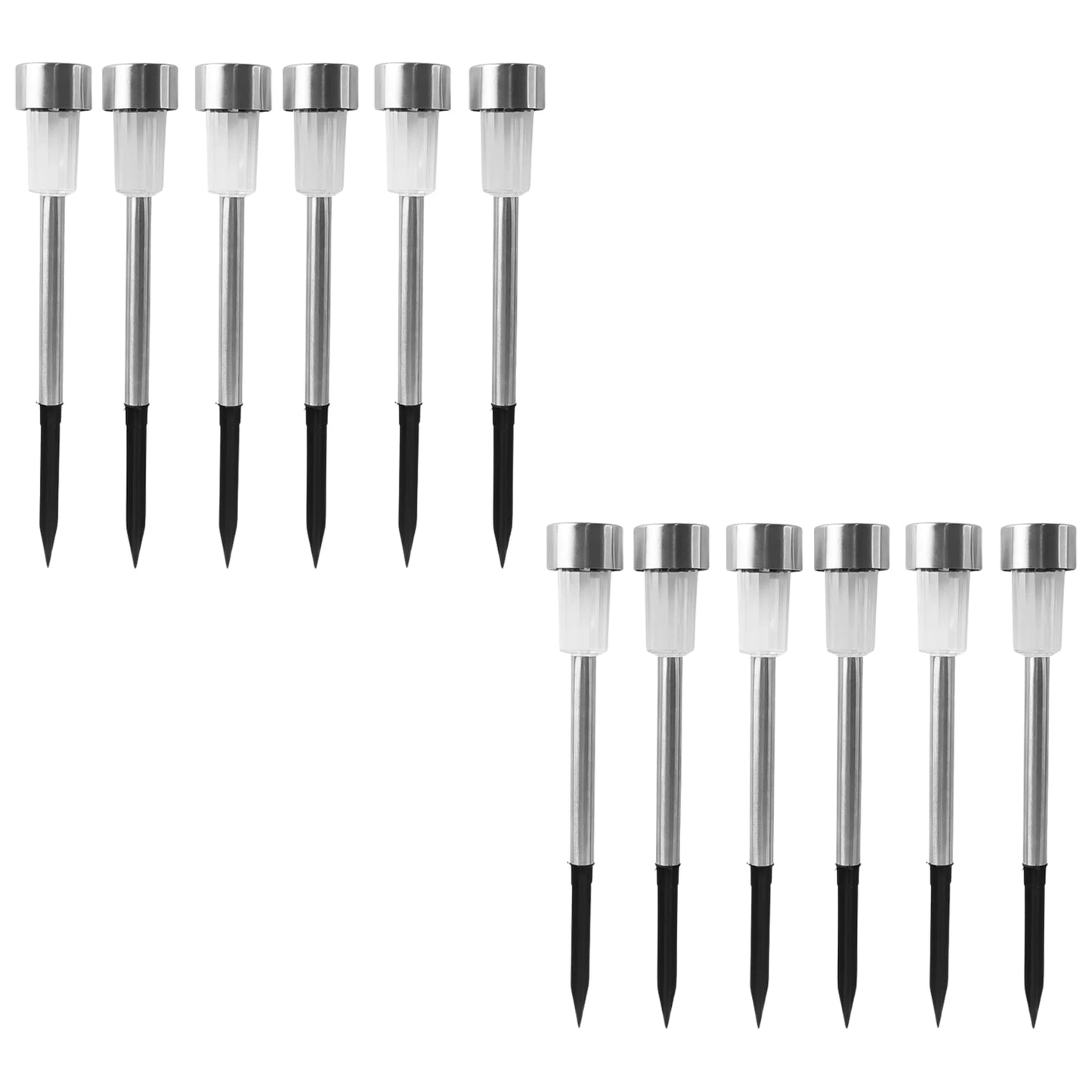 12 Pc Solar Garden Lights Set - Stainless Steel Outdoor Pathway Lamps - Happy Price - Image 2