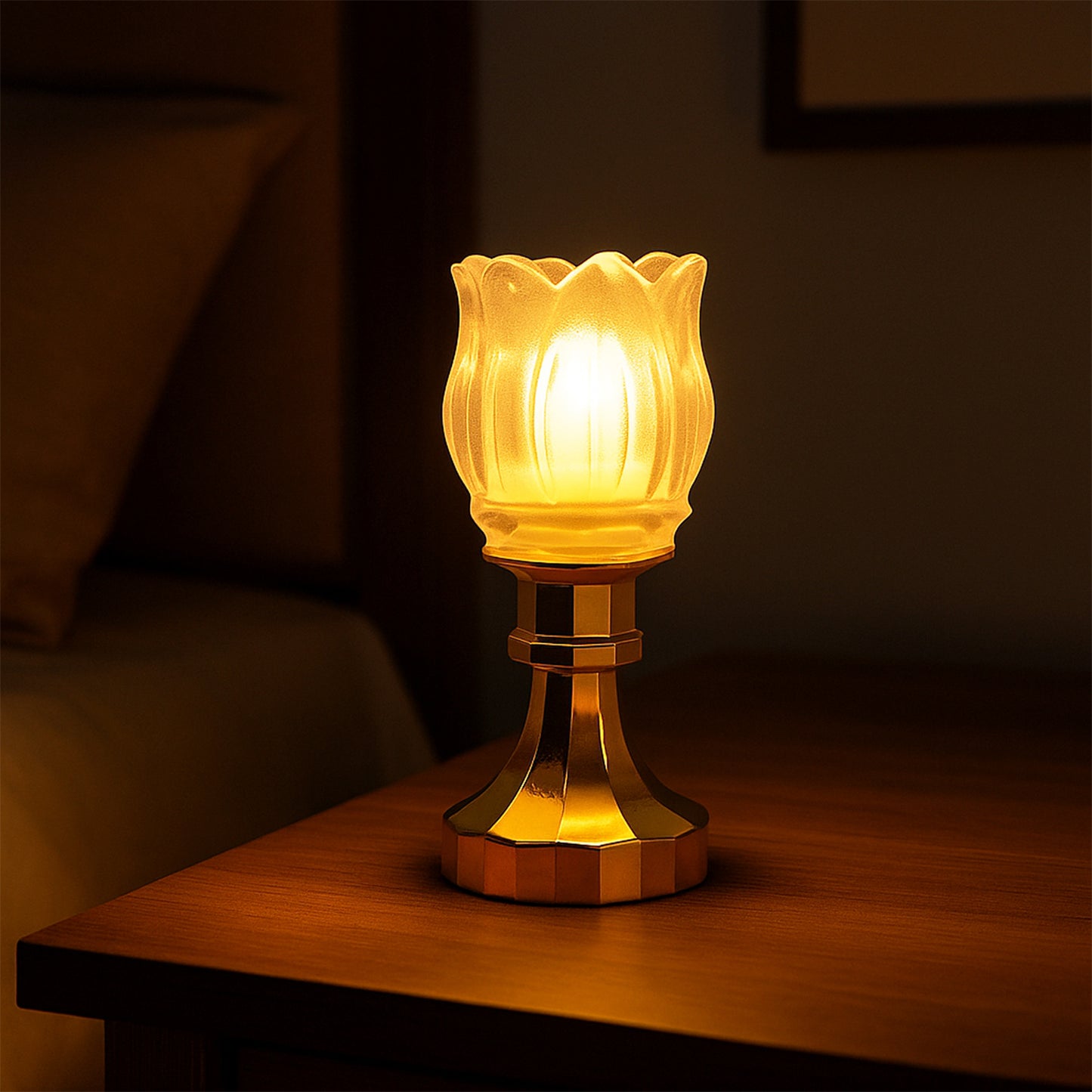Lotus Shaped LED Decorative Lamp with Stand - Battery Operated Flameless Light - Happy Price - Image 4