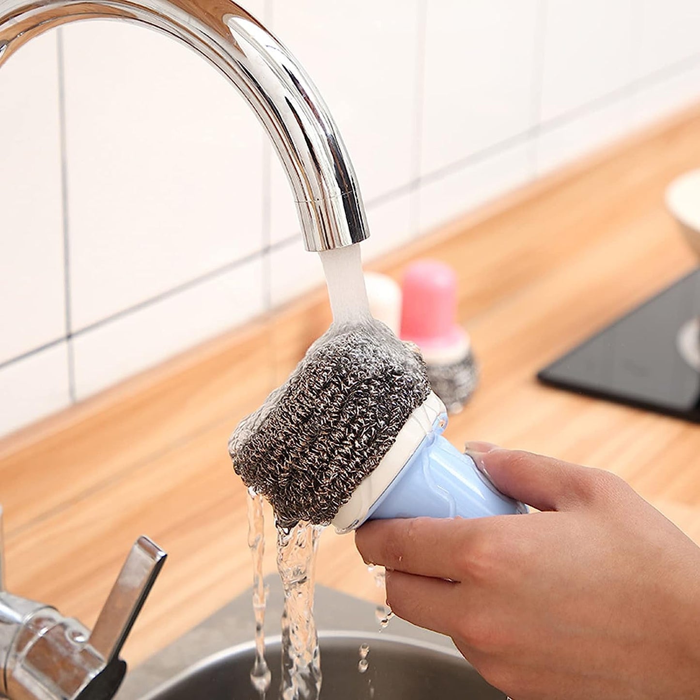 Palm Grip Kitchen Cleaning Brush for Utensils & Surfaces - Happy Price - Image 3