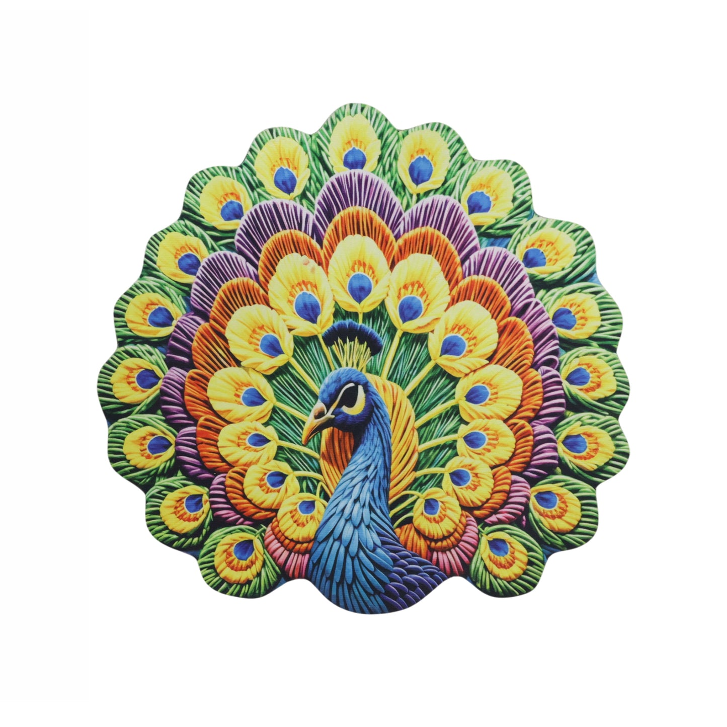 Peacock Print Round Floor Mat 1 Pc 58x58 Cm - Anti-Slip Home Decor Rug - Great Price - Image 4