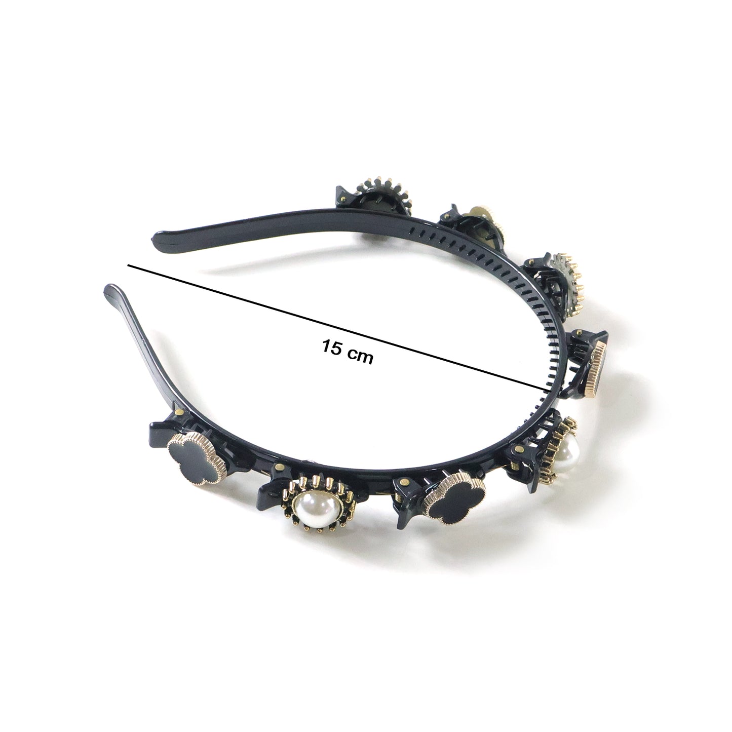 Premium Decorative Headband Stylish Black Gold Finish Hair Band (1 Pc)