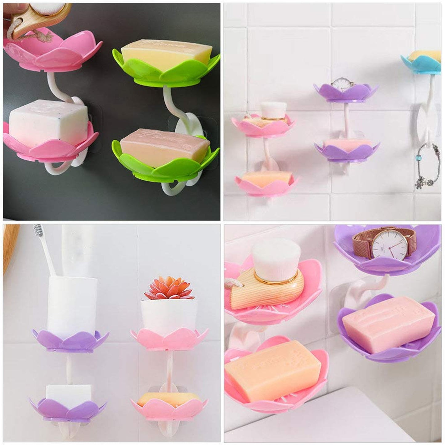 Dabble Layer Flower Self Draining Soap Dish Holder Bathroom Shower Soap Holder Dish Storage Plate Tray For Bathroom Kitchen Bathtub - Happy Price - Image 6