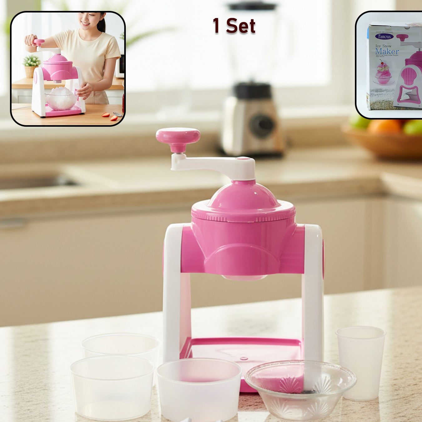 Manual Gola Maker Machine - Pink, Portable Ice Slush Maker - Great Price - Image 1