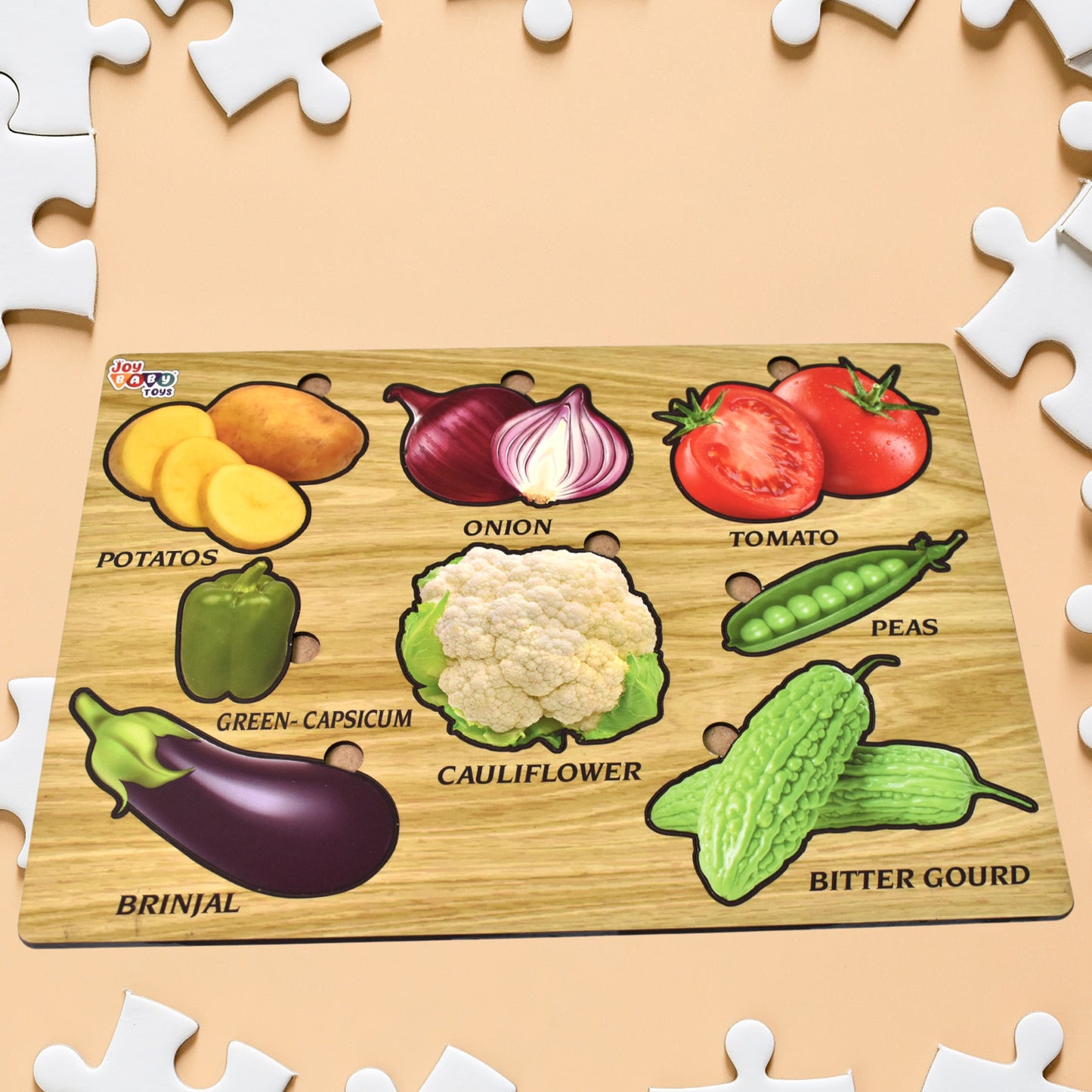 Wooden Vegetable Puzzle Learning Educational Board (1 Set 2820 Cm) - Happy Price - Image 2