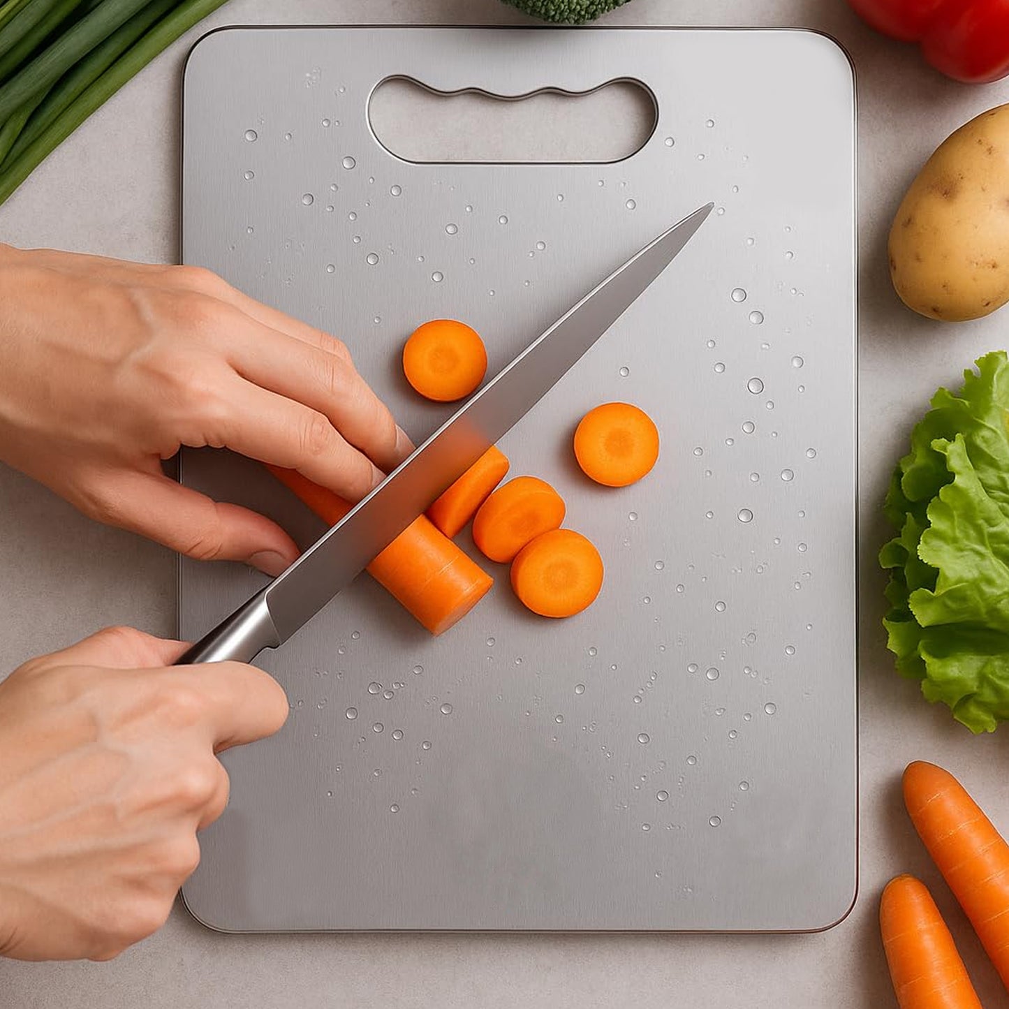 Medium Stainless Steel Chopping Board - 228 x 330 mm, 1.5mm Thick - Happy Price - Image 5