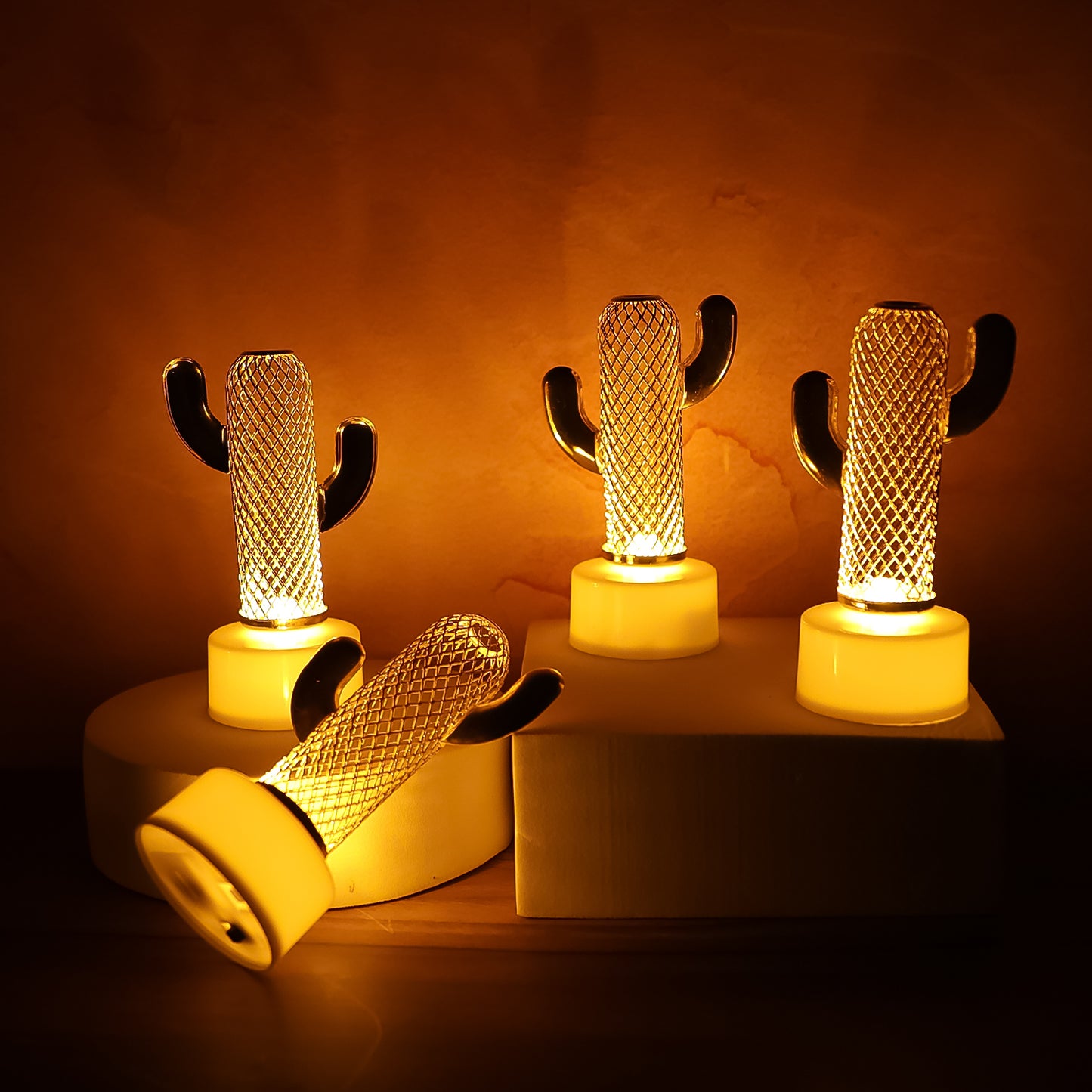 Set of 4 Cactus Shaped Flameless LED Candles for Home Decor - Happy Price - Image 6