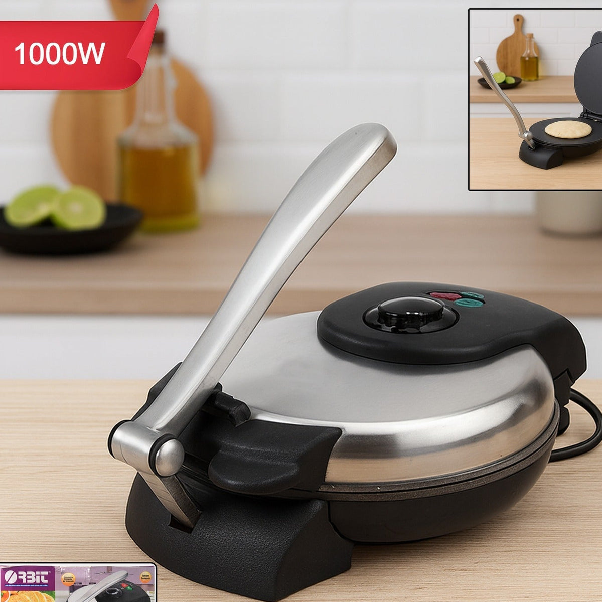 Orbit 1000W Automatic Roti and Khakra Maker - Stainless Steel - Great Price - Image 1
