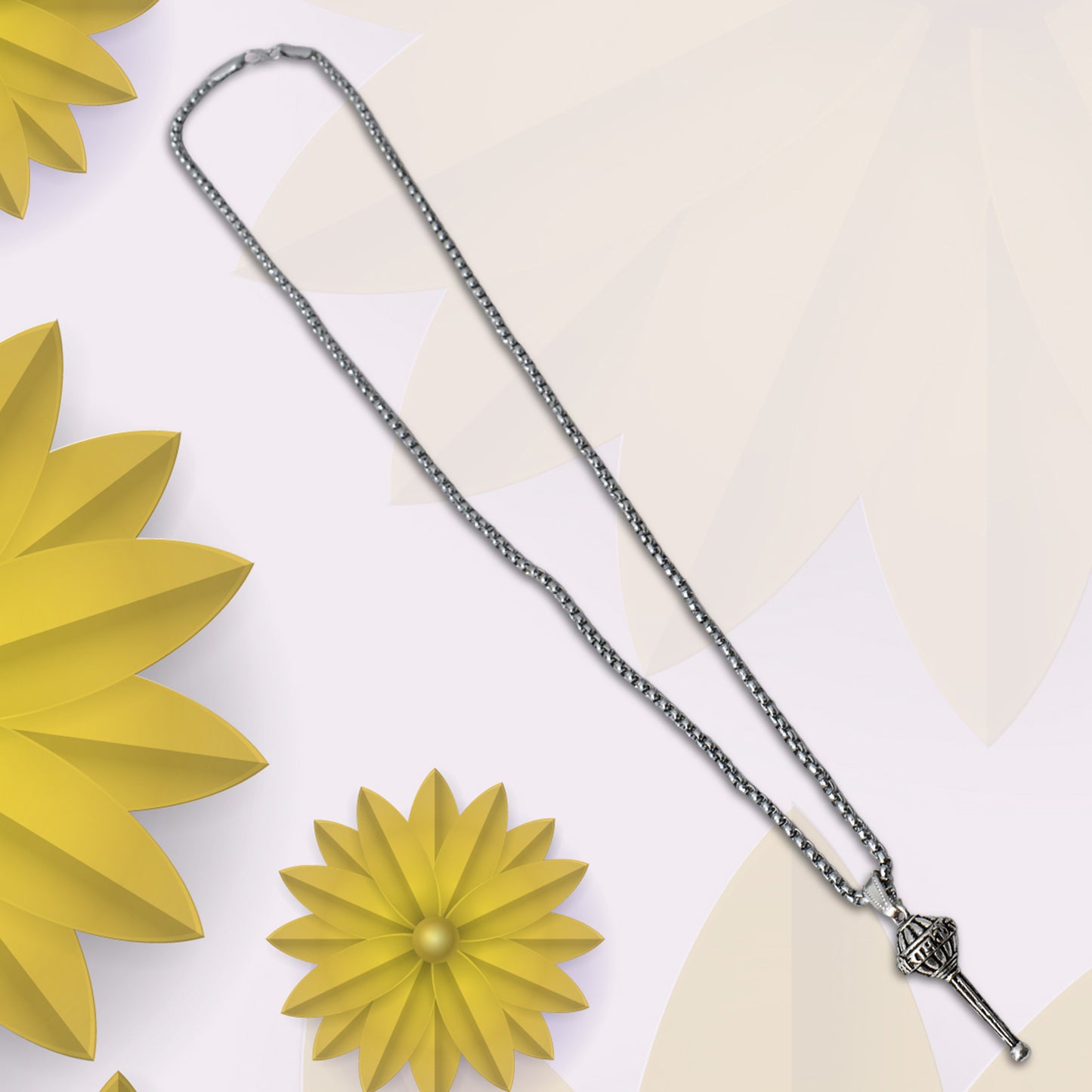 Silver Chain With Gada Pendant Locket (1 Pc) - Happy Price - Image 3