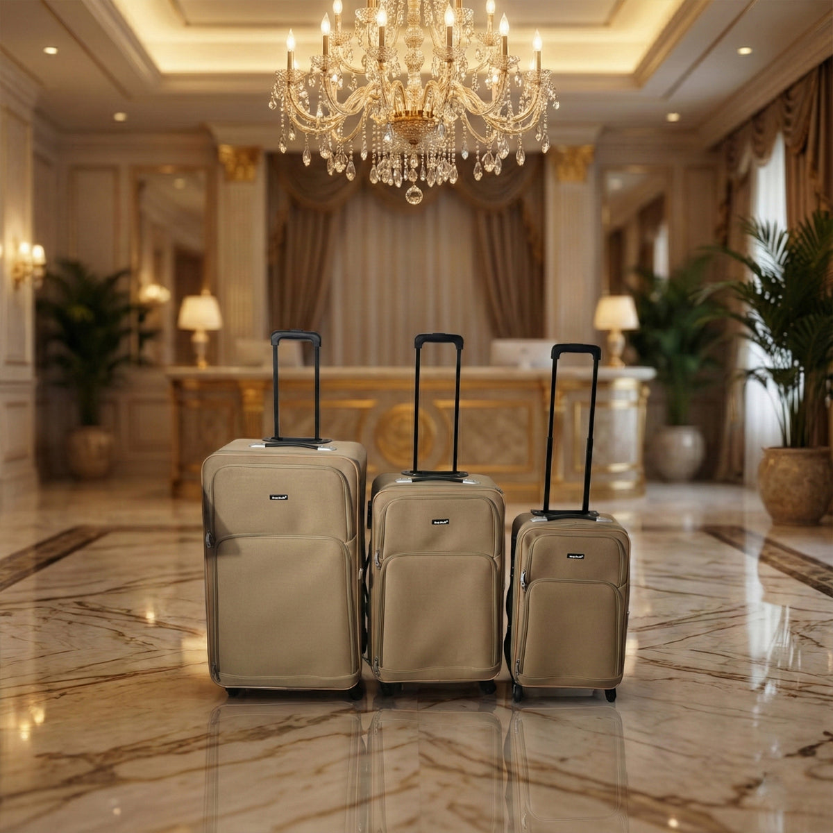 3 Piece Soft Side Trolley Luggage Set with Wheels - Happy Price - Image 3