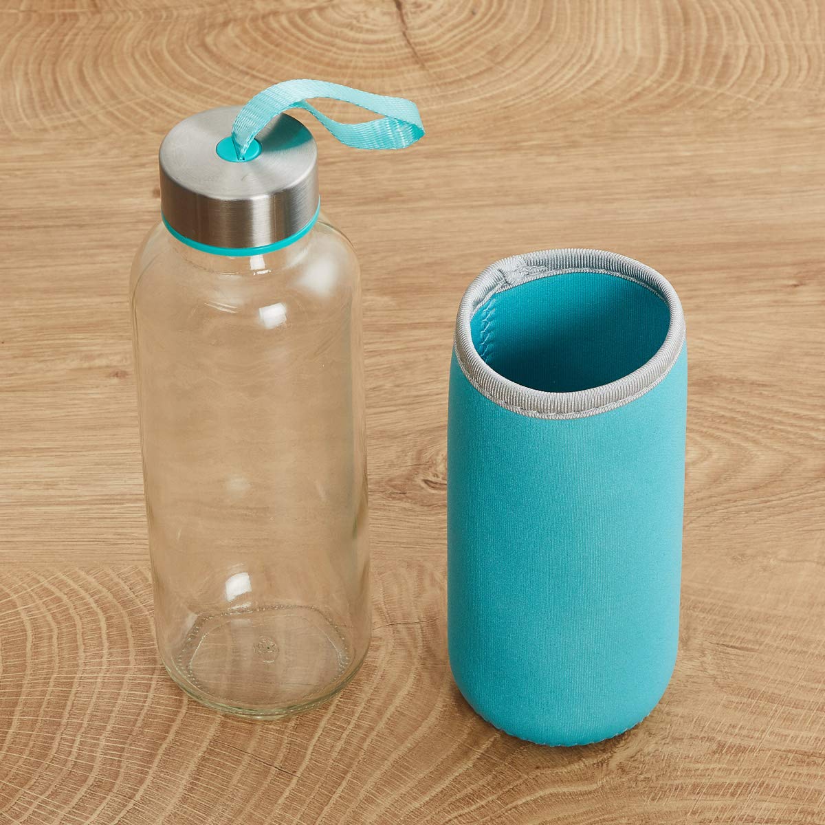 Glass Water Bottle with Protective Cover - 500 ML - Happy Price - Image 2