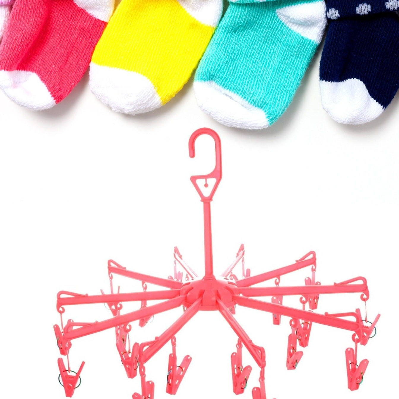 16 Clip Foldable Plastic Clothes Drying Hanger Rack - Happy Price - Image 1
