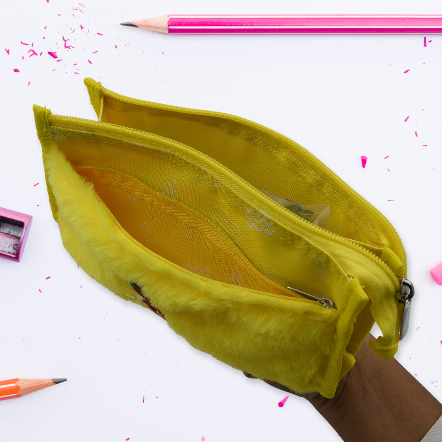 Smart Design Solid Colour Double Pocket Large Capacity With Zipper Reusable Multipurpose Washable Pouch Pen Pencil Stationary Case Travel Boys Girls Pouch With Zip For Travel School Stationary (2 Pocket) - Happy Price - Image 3