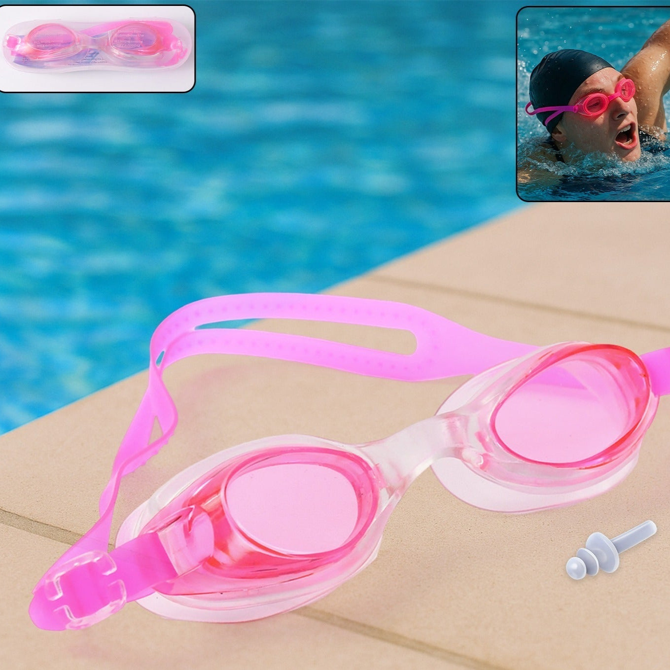 Swimming Goggles With Adjustable Clear Vision Anti-fog Waterproof Swimming Goggles - Happy Price - Image 1