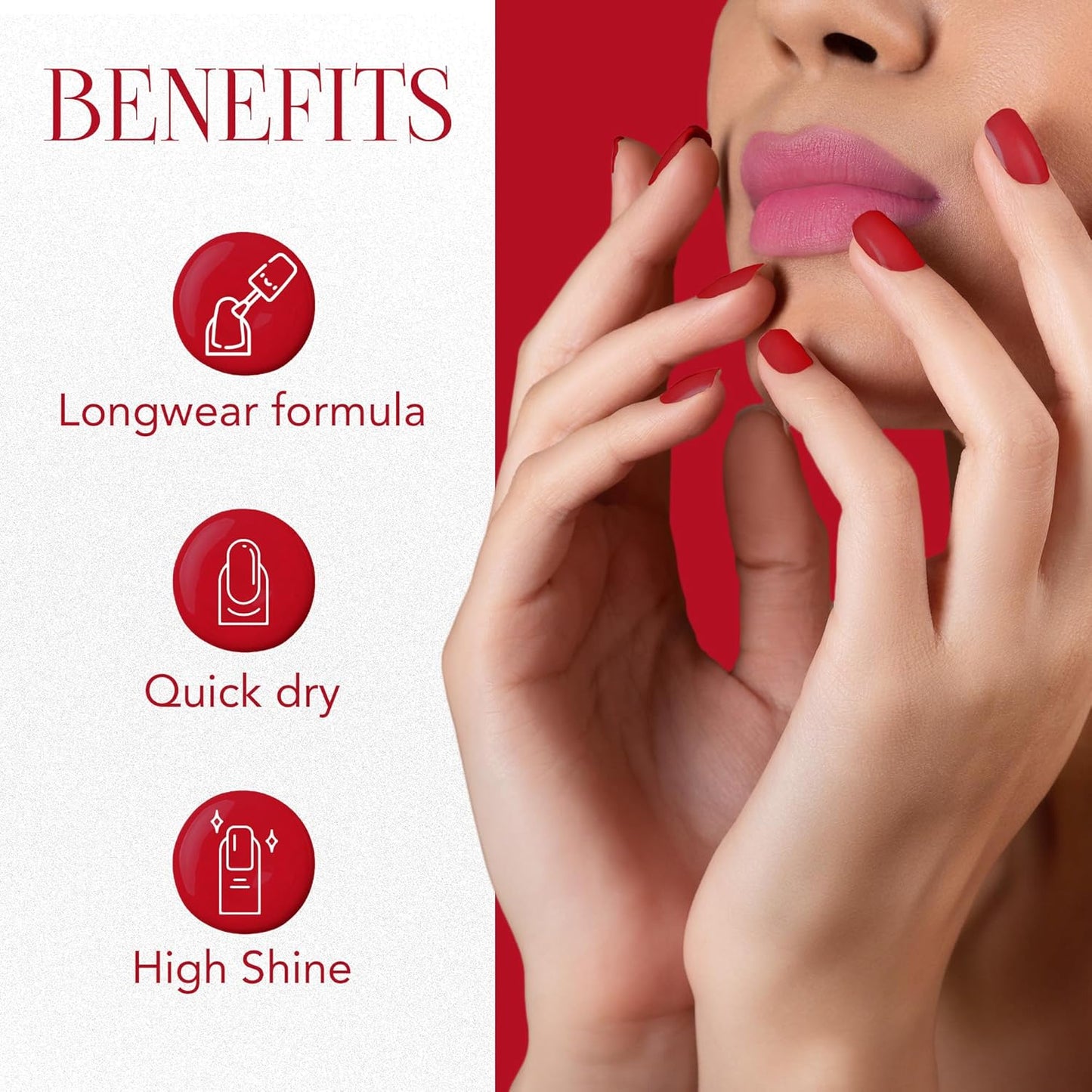 Red Carnival Matte Nail Polish - 10 ML, Long-Lasting & Quick Dry - Happy Price - Image 5