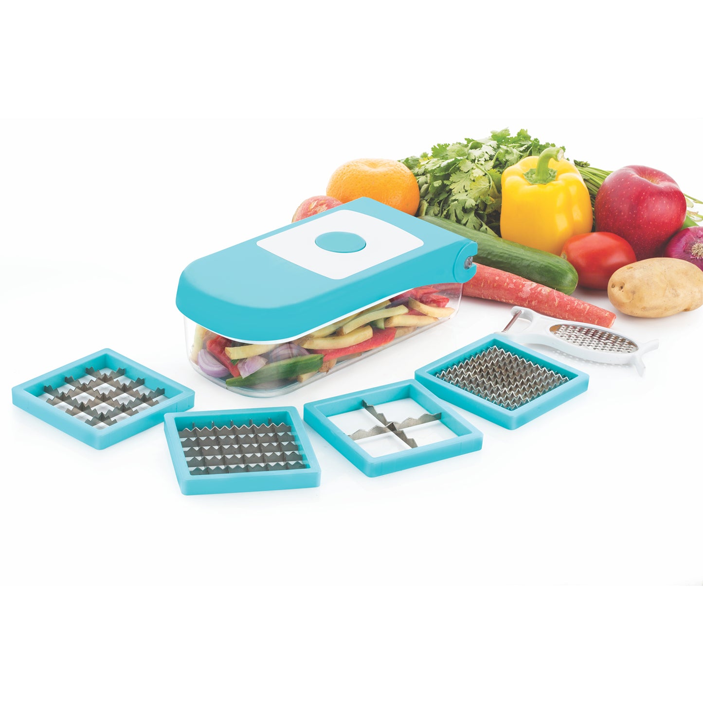 Ganesh 7 In 1 Plastic Vegetable Dicer Blue - Happy Price - Image 4
