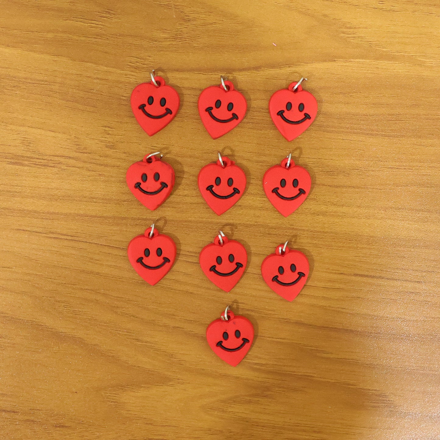 Cute Smiley Heart Shape Bag Charm Keychain Set (10 Pc)