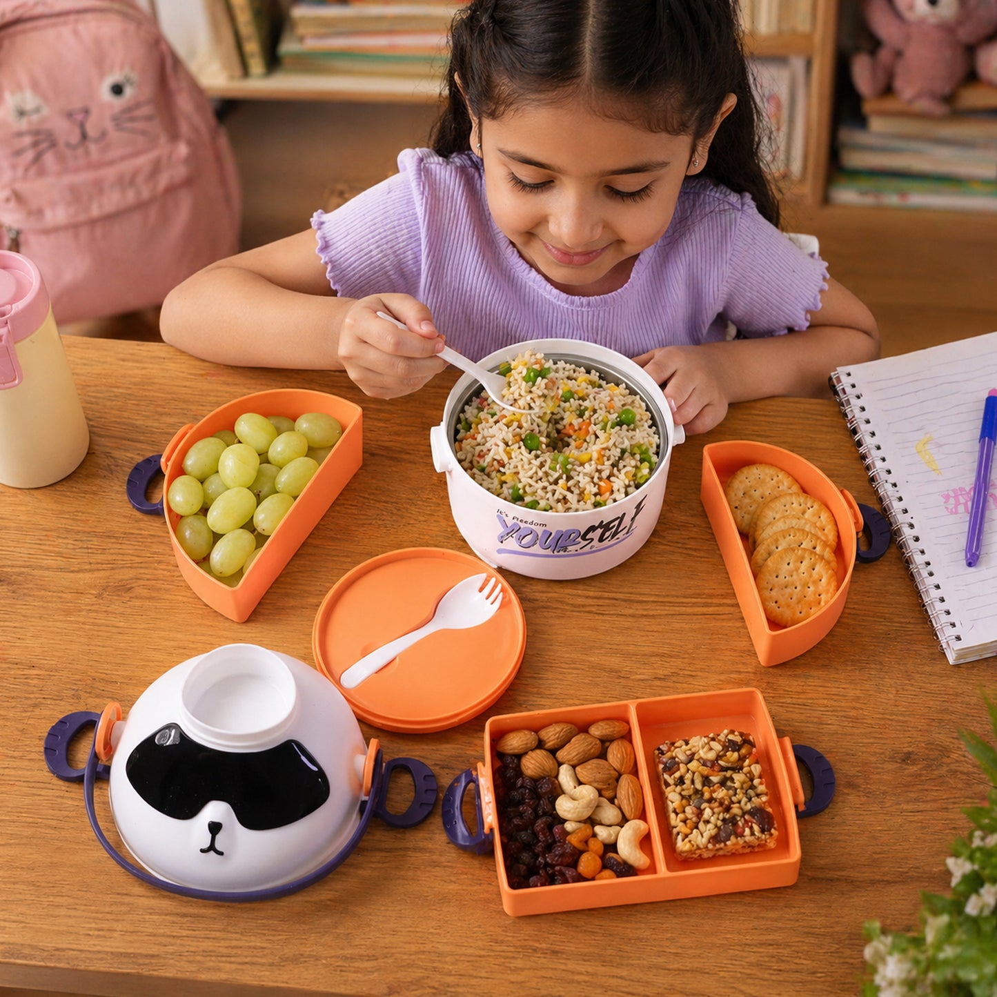 Cute Cartoon Double Layer Lunch Box with Handle - 1 Pc - Great Price - Image 3