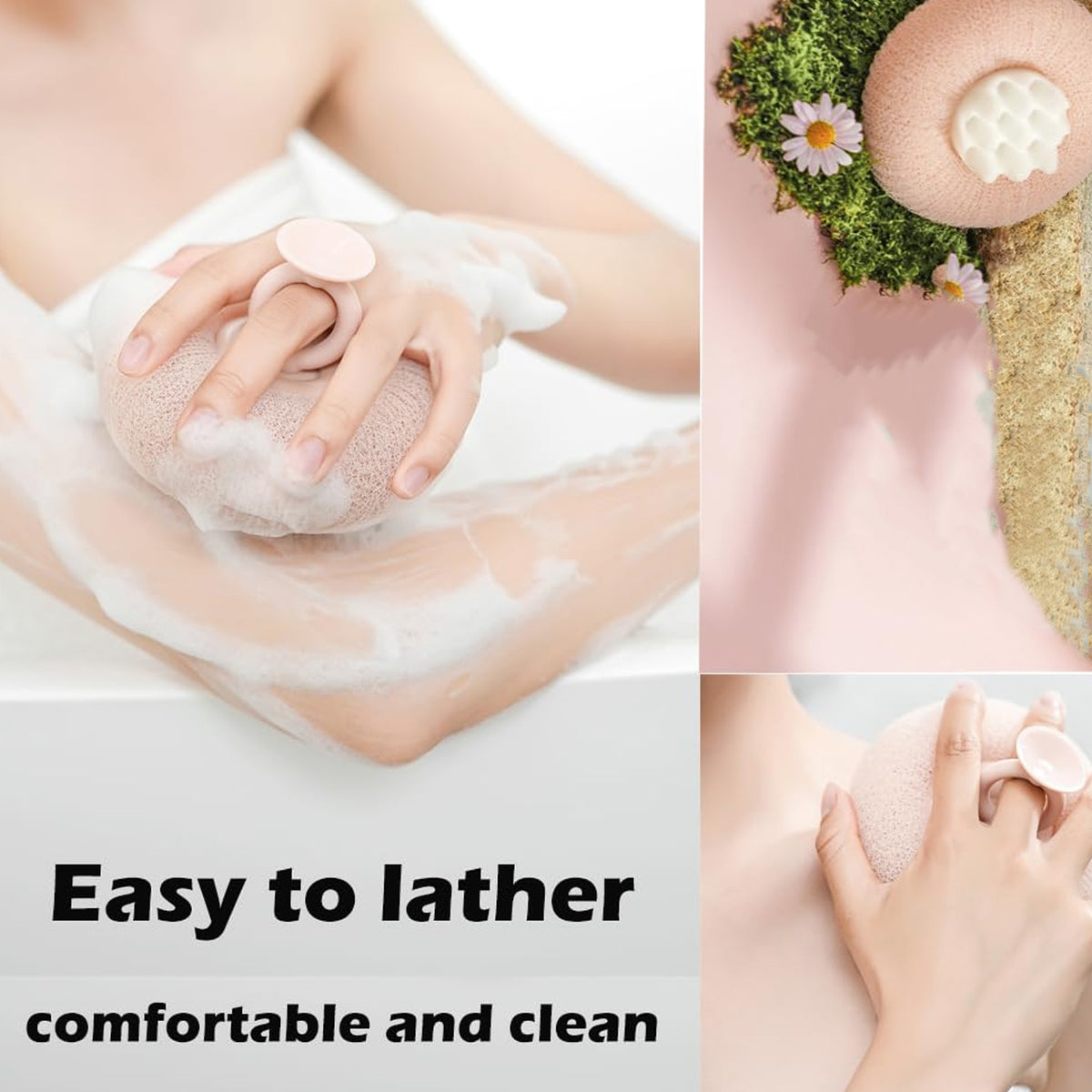Soft Round Bath Scrubber with Foam Grip - 1 Pc - Happy Price - Image 5