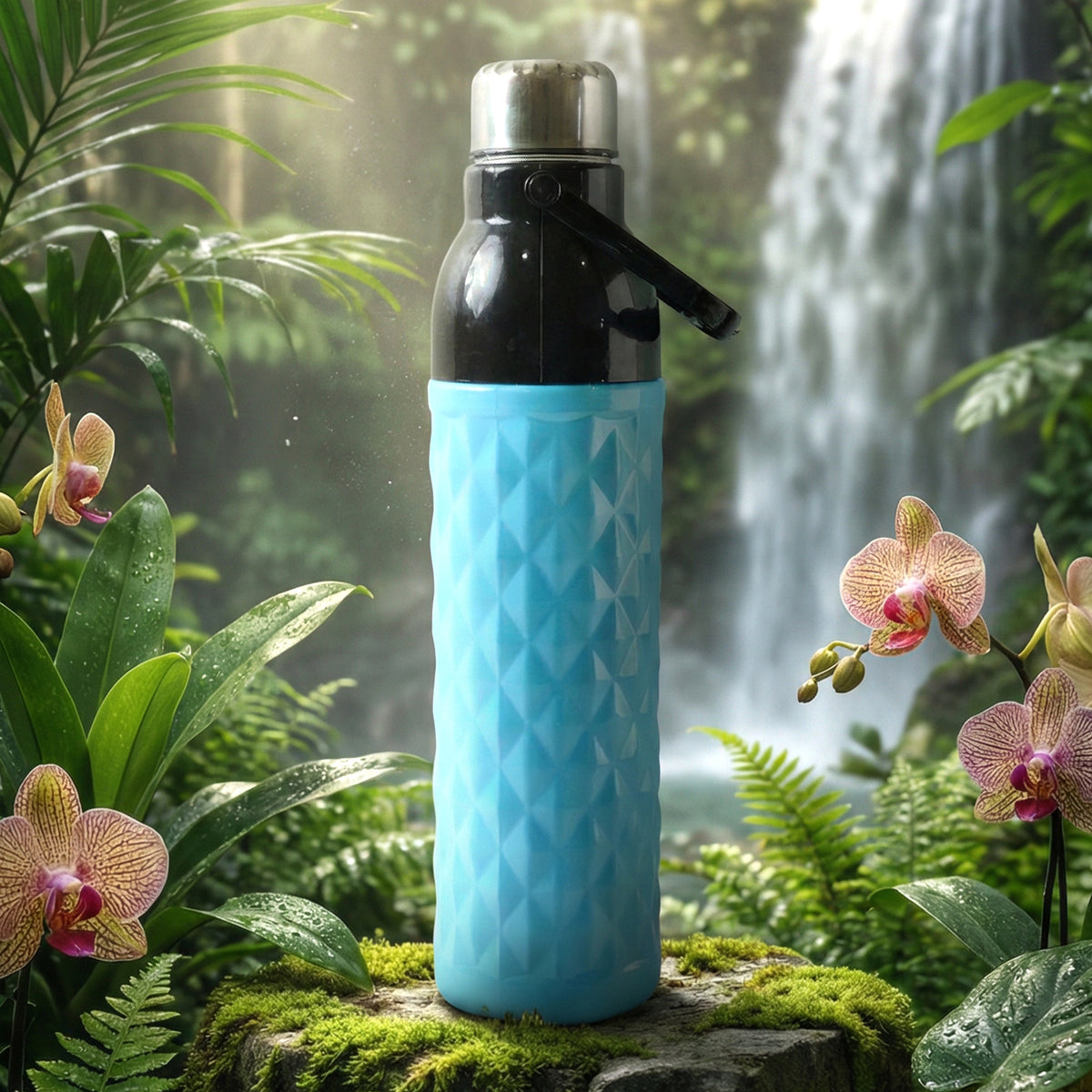 1100 ML Diamond Texture Sports Water Bottle with Strap (1 Pc) - Happy Price - Image 3
