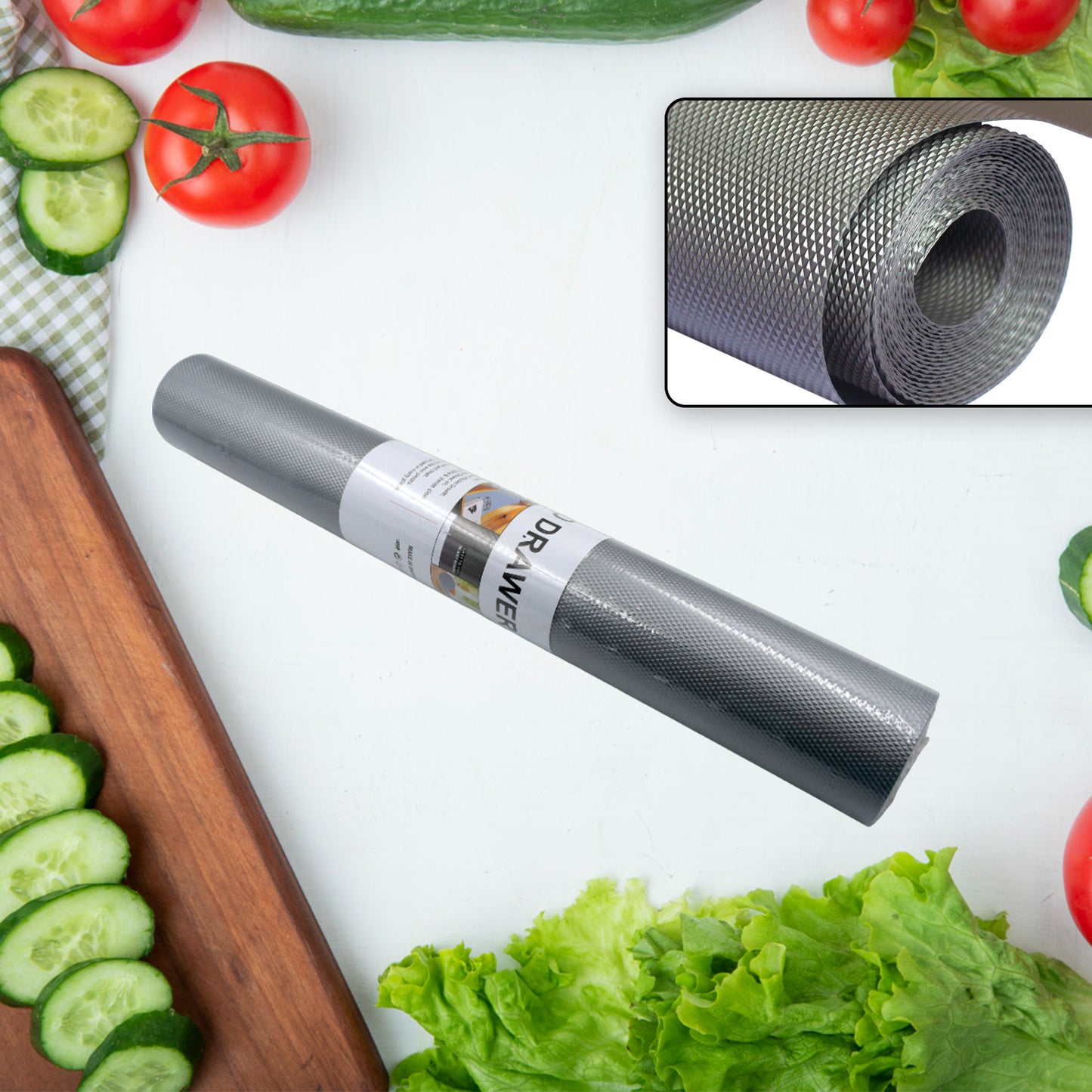 Multipurpose Anti-slip Bathroom Kitchen Cabinet Drawer Shelf Mat Liner Sheets Roll Fridge Mat Table Mat Anti-slip Super Strong Placement Mat For Fridge Bathroom Kitchen Drawer Shelf Liner (45cmx5m) - Happy Price - Image 2