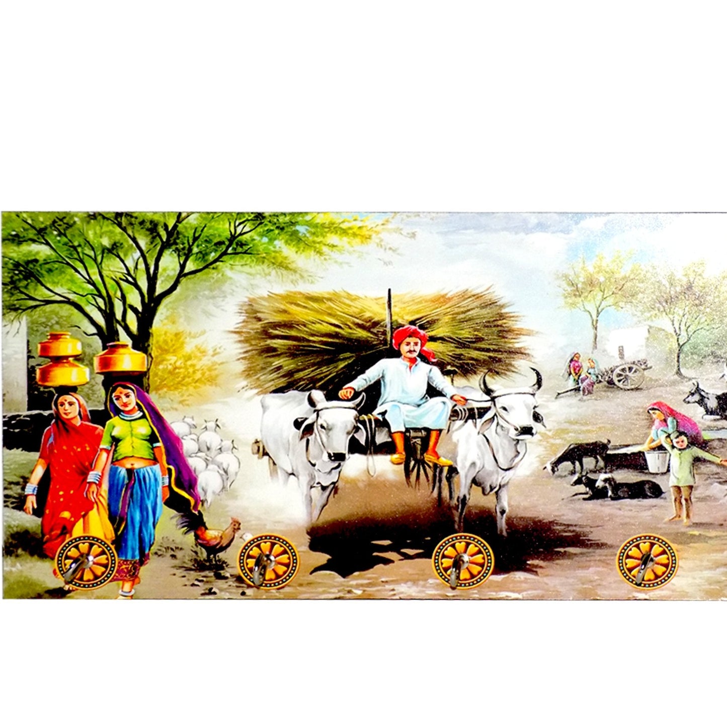 Decorative Wooden Landscape Art With Hooks For Wall Hanging - Happy Price - Image 1