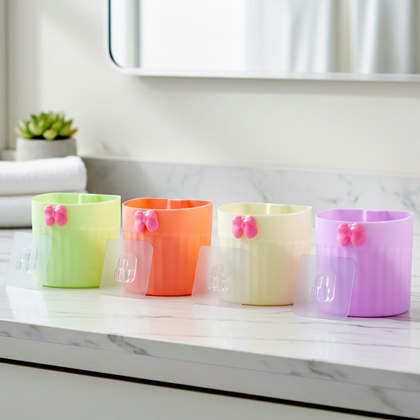 Wall Mounted Toothbrush Holder Set - 4 Pc Organizer for Bathroom - Great Price - Image 6