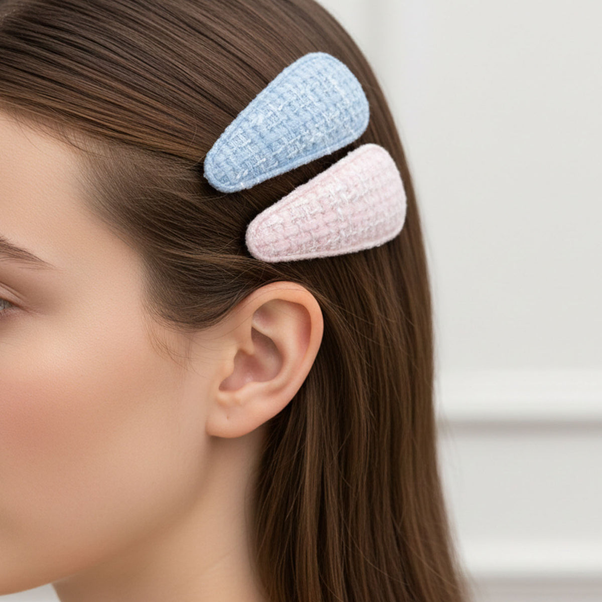 Textured Fabric Snap Hair Clips Set - 4 Pieces for Women & Girls - Happy Price - Image 6