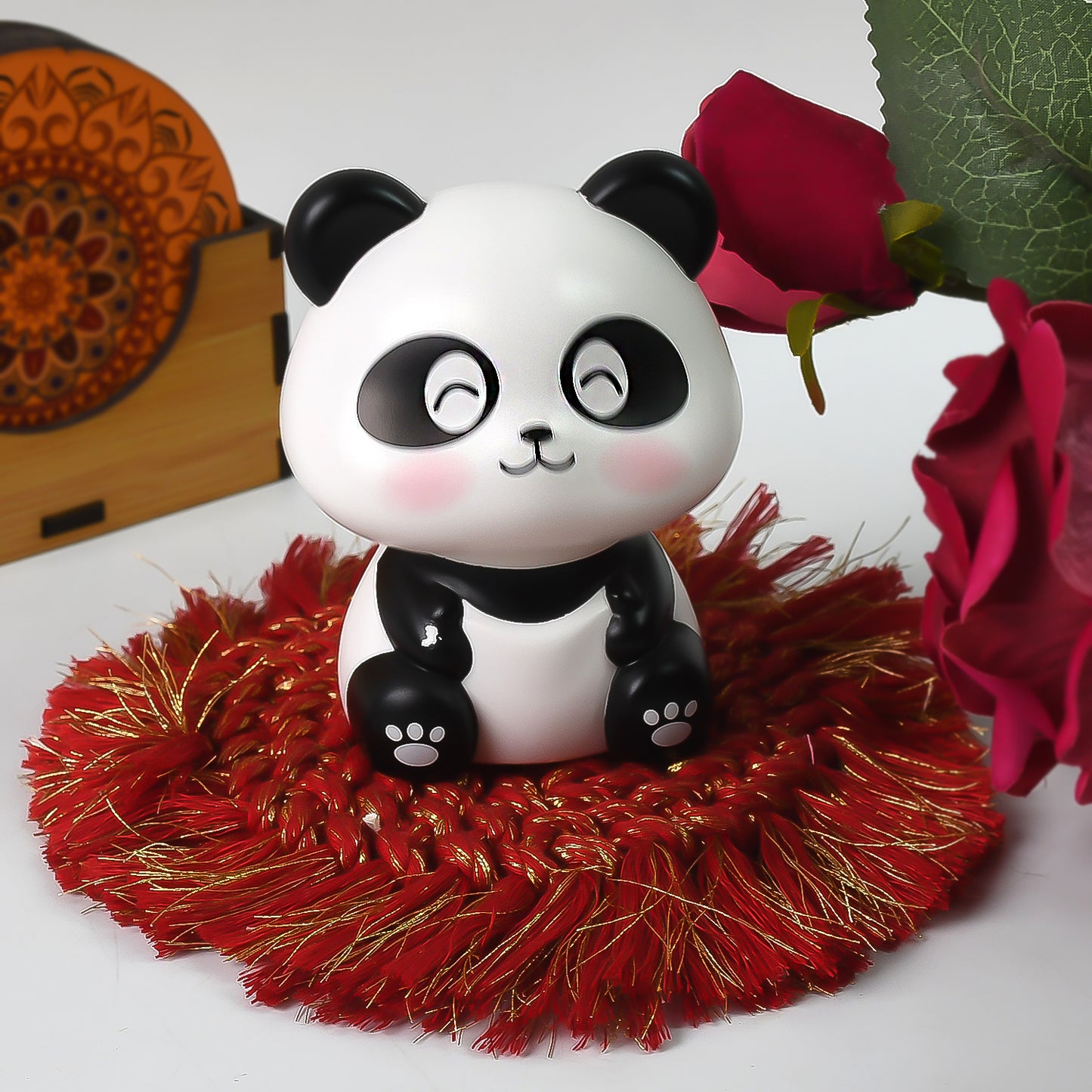 Car Decoration Solar Power Moving Head Panda Statue Creative (1 Pc) - Happy Price - Image 3