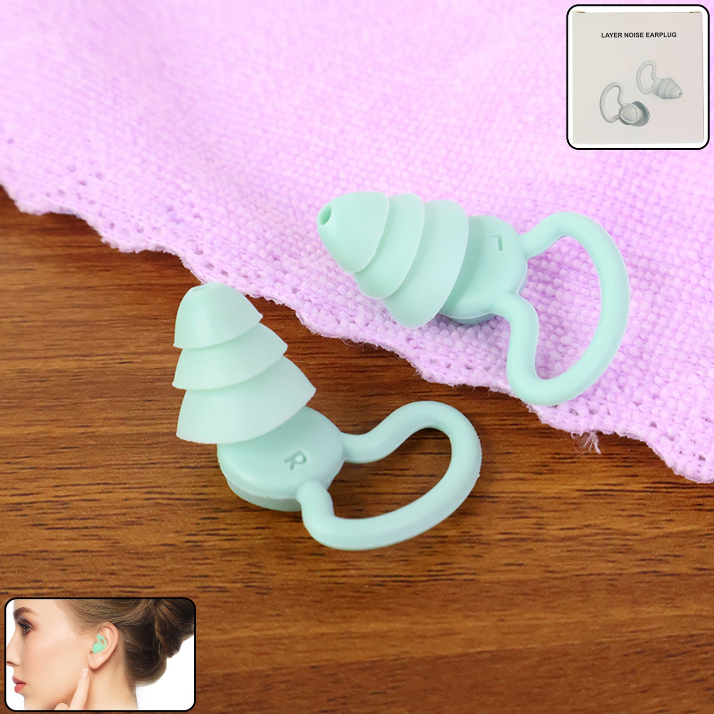 Soft Silicone Triple Layer Earplugs for Noise Reduction - 1 Pair with Case - Happy Price - Image 7