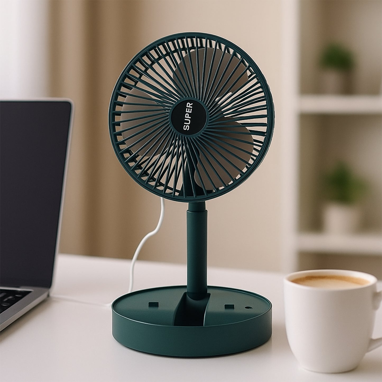 Foldable USB Mini Desk Fan - Adjustable Height & Angle, Quiet Operation (1 Pc) - Happy Price - Image 5