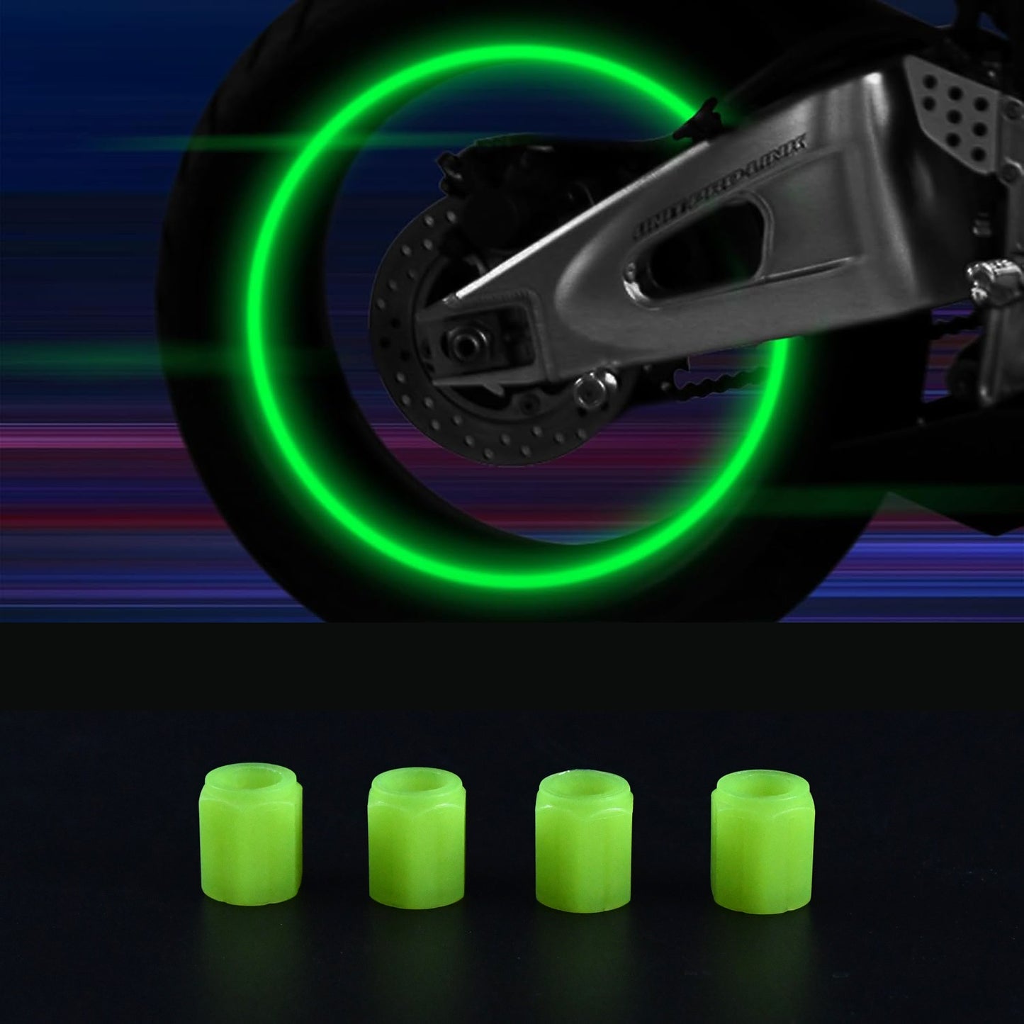 Tyre Valve Caps Luminous Glow Car Tire Valve Cap Covers Vaal Cap (4 Pcs Set) - Happy Price - Image 2