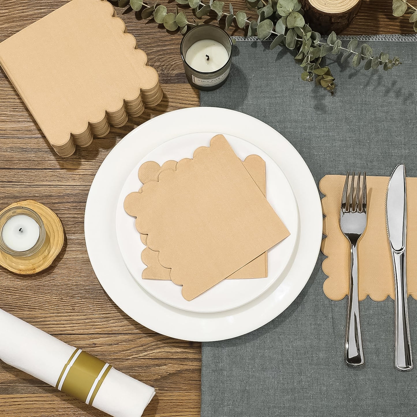 Disposable Scalloped Edge Tissue Napkins Set (120 Pc) - Happy Price - Image 4